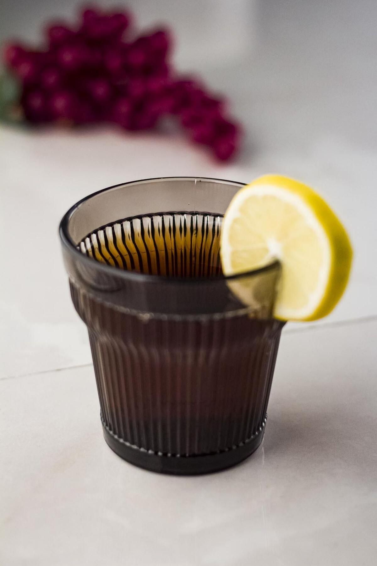 Shop58 Akrilik Füme 6'lıi Kısa Bardak & Su Meşrubat Kahve Yanı Bardağı 300 ml ( Cam Değildir )