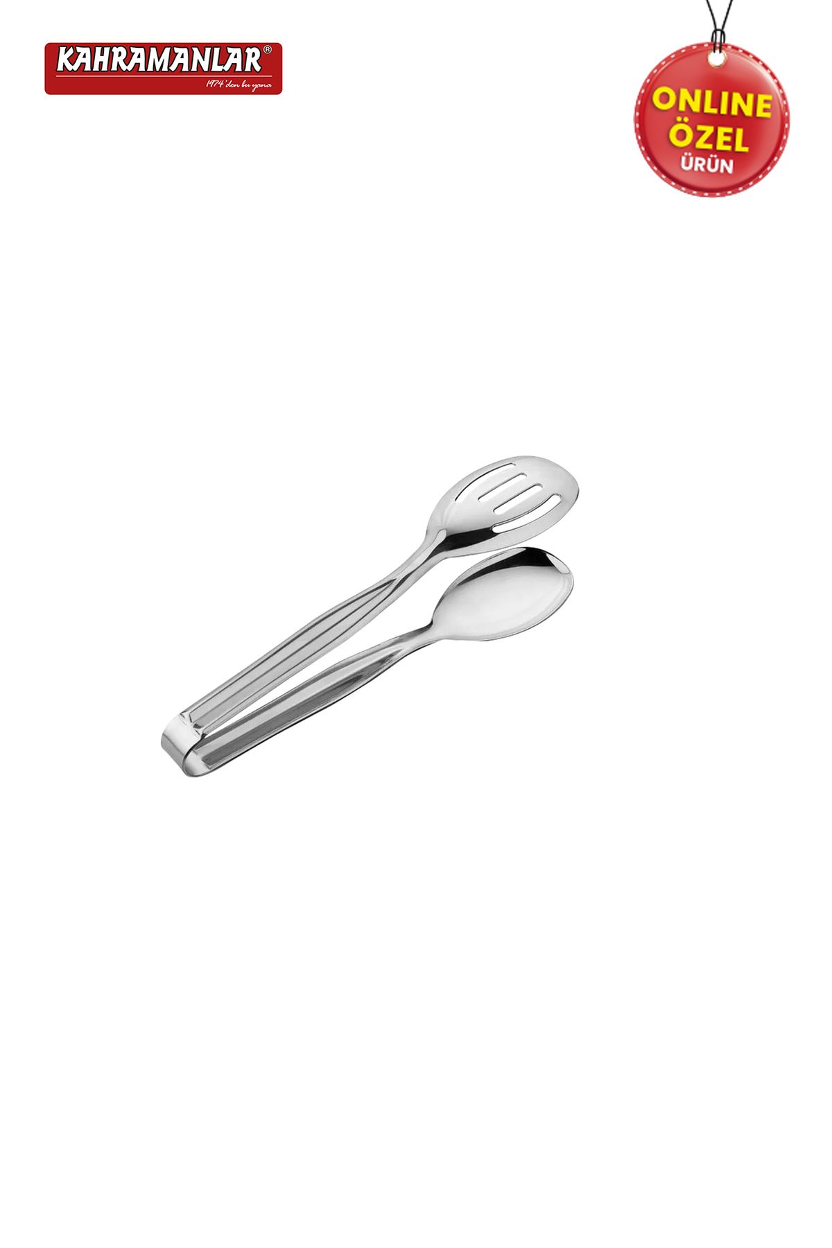 Kahramanlar-Demre 3-Piece Platinum Steel Grilled Salad Crepe Tongs Set 6