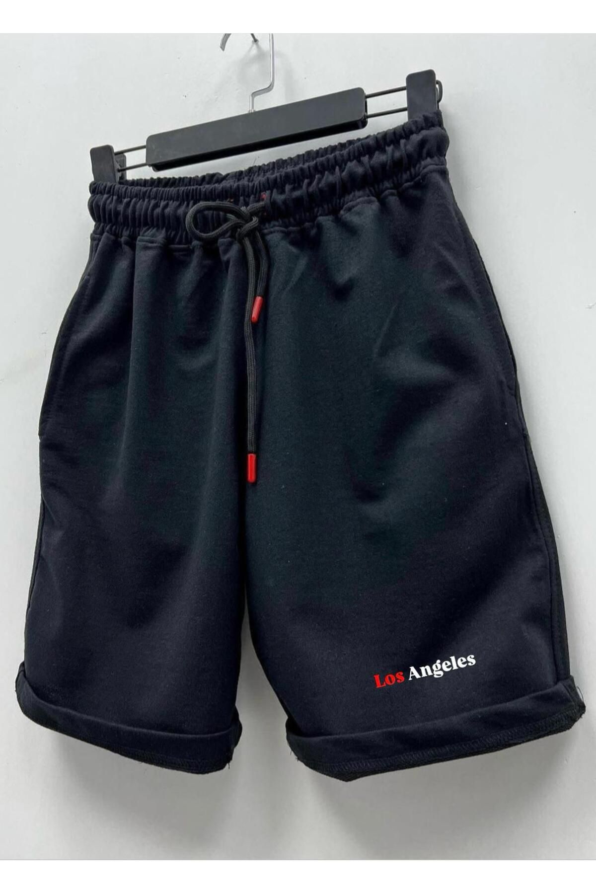 woonkey UNISEX BEL LASTİKLİ SİYAH YAZLIK TREND ŞORT