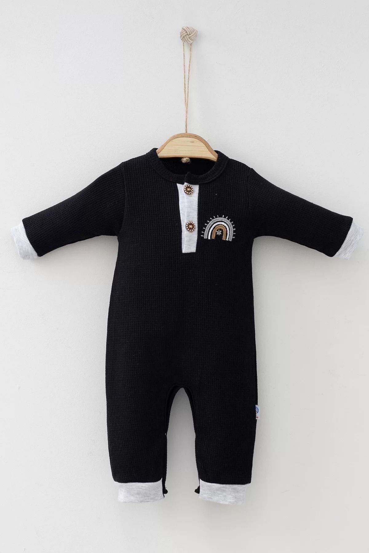 Shop58 Waffle Gökkuşağı Nakışlı Erkek Bebek Tulumu
