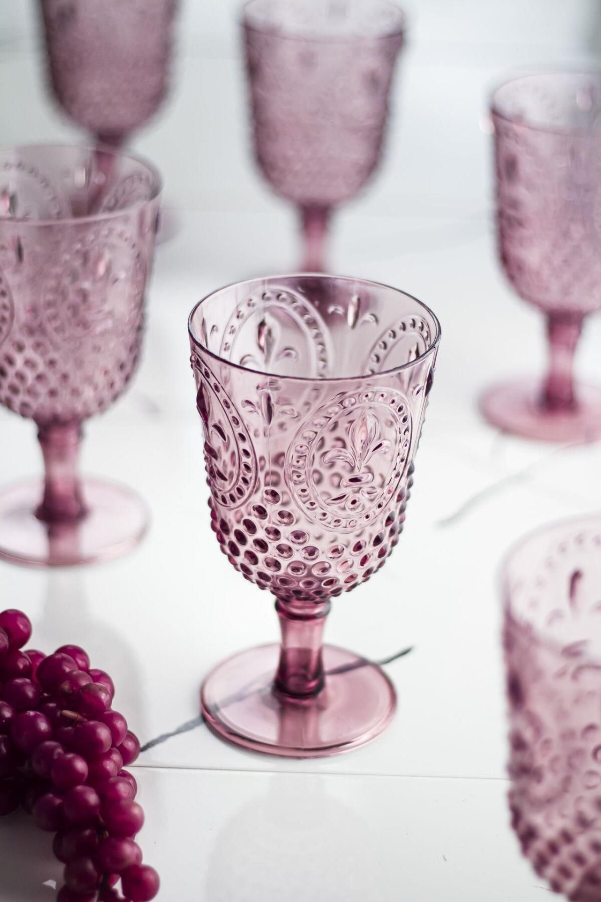 Shop58 Akrilik Mürdüm Tekli Kadeh & Su Meşrubat Kahve Yanı Bardağı 450 ml ( Cam Değildir )