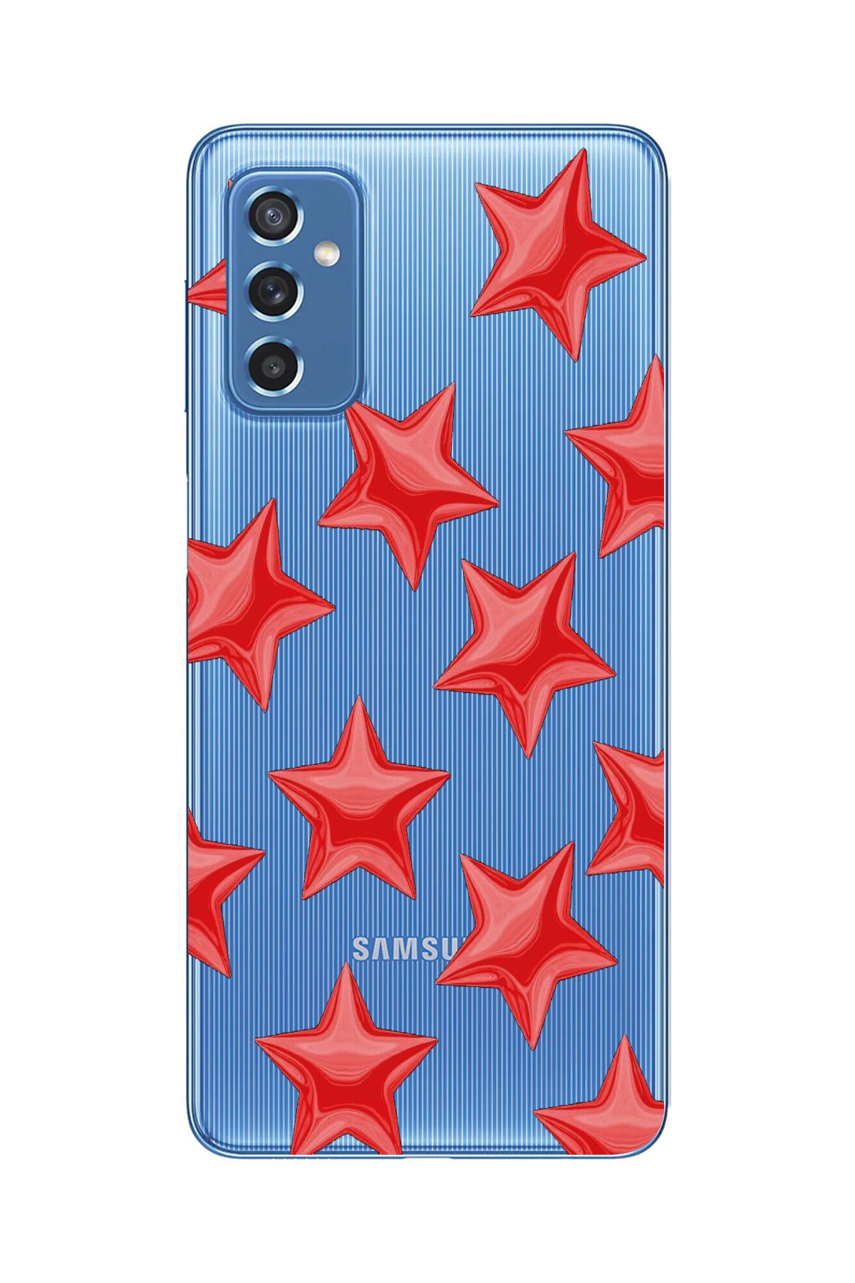moonset Samsung Galaxy M52 Uyumlu Yıldızlar Tasarımlı Baskılı Şeffaf Telefon Kılıfı