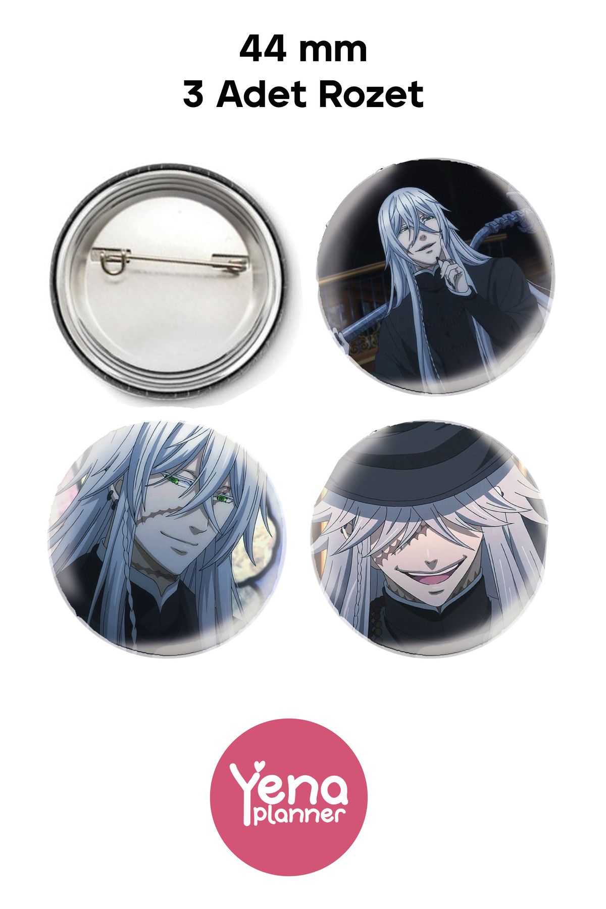 Yenaplanner Black Butler , Kuroshitsuji Çanta Süsü / Rozet Seti / Açacak Anahtarlık