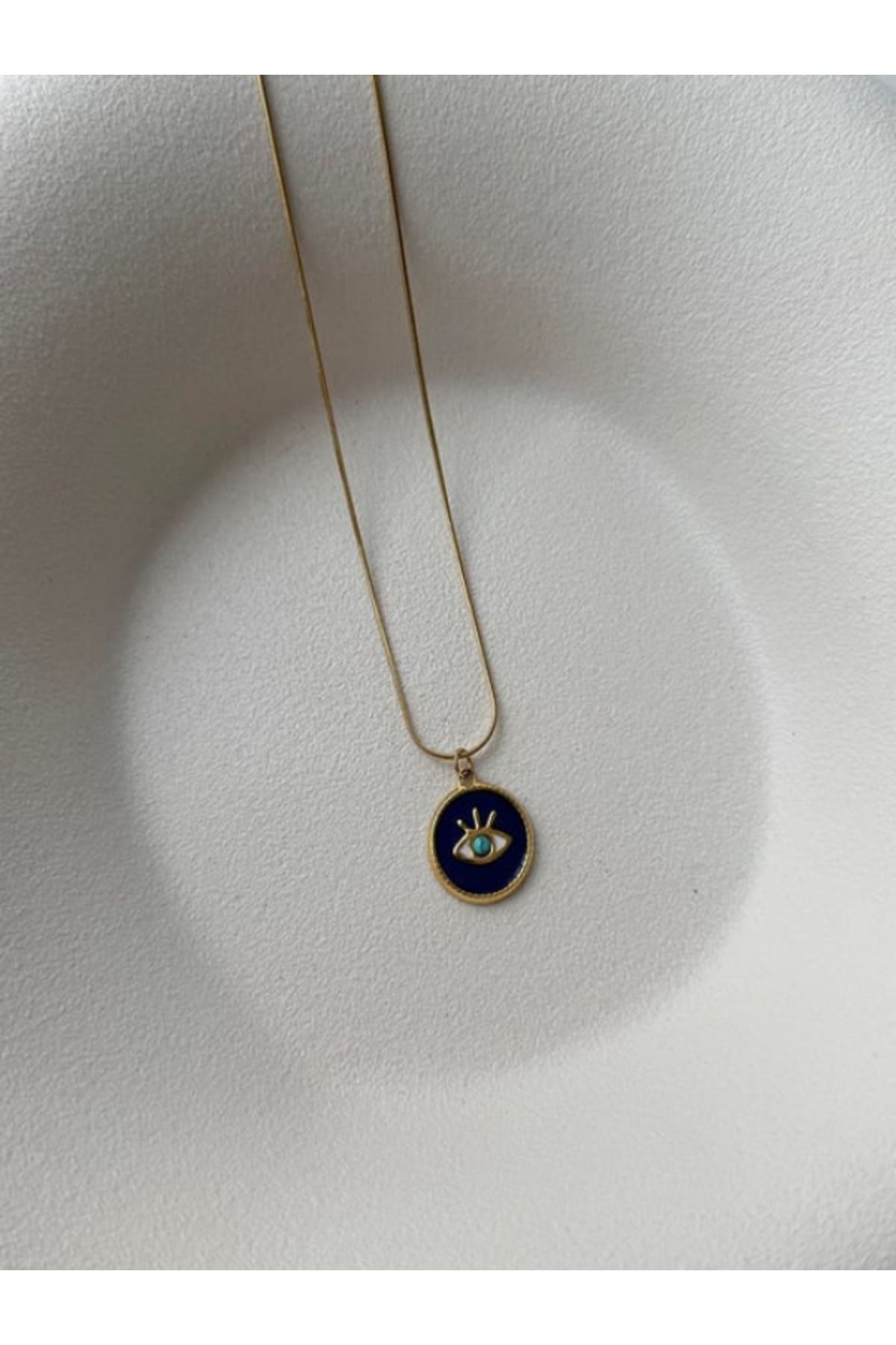 BessyJewelry Yuvarlak Göz Çelik Mineli Kolye