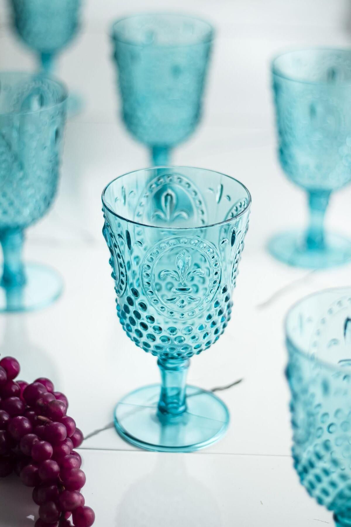 Shop58 Akrilik Aquamarin Tekli Kadeh & Su Meşrubat Kahve Yanı Bardağı 450 ml ( Cam Değildir )