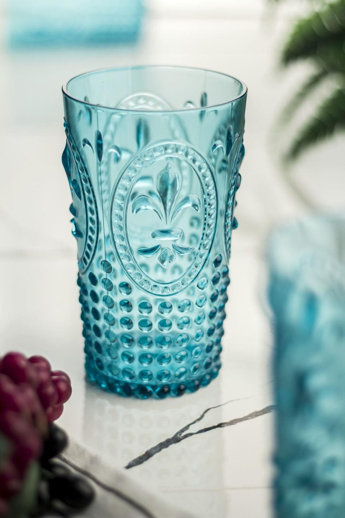 Shop58 Akrilik Aquamarin Tekli Uzun Bardak & Su Meşrubat Bardağı 750 ml ( Büyük Boy & Cam Değildir )