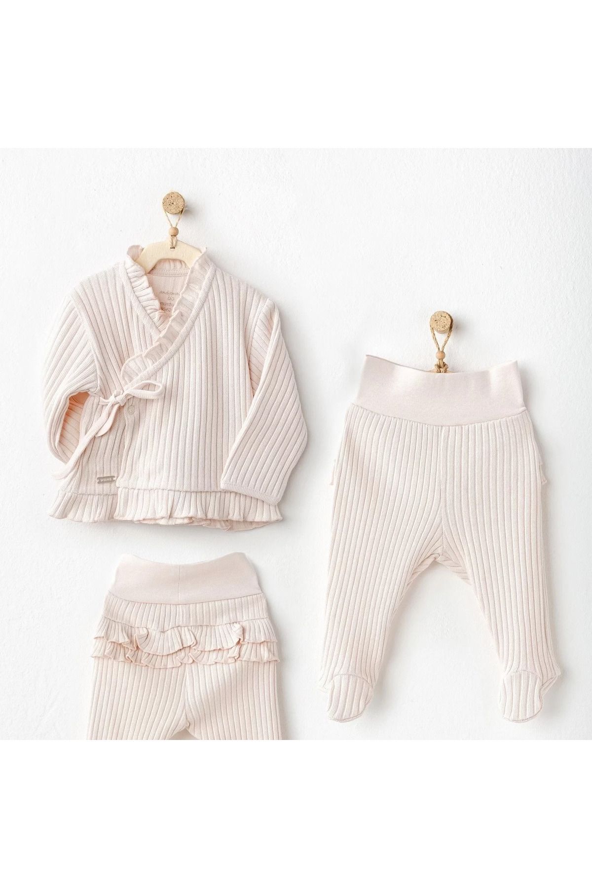 Shop58 Sweet Penguin 2'li Bebe Takım Ekru