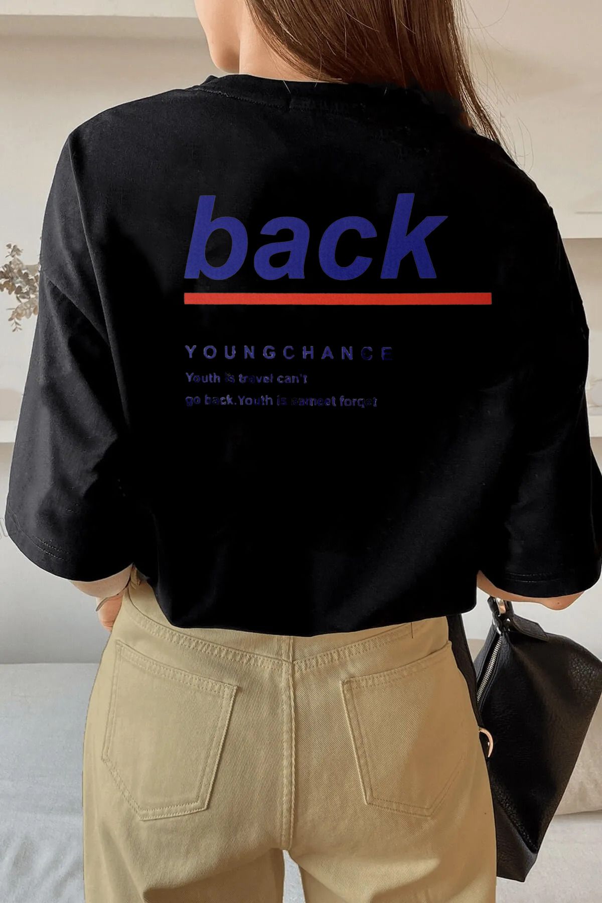 memowear Unisex Back Baskılı Rahat Kesim Siyah T-Shirt