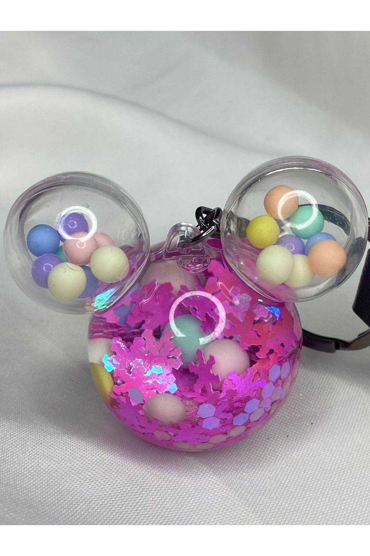 nss sky rock Minnie Mouse Sıvı Dolu Boncuk Ve Süs Detaylı Anahtarlık Ve Çanta Aksesuarı