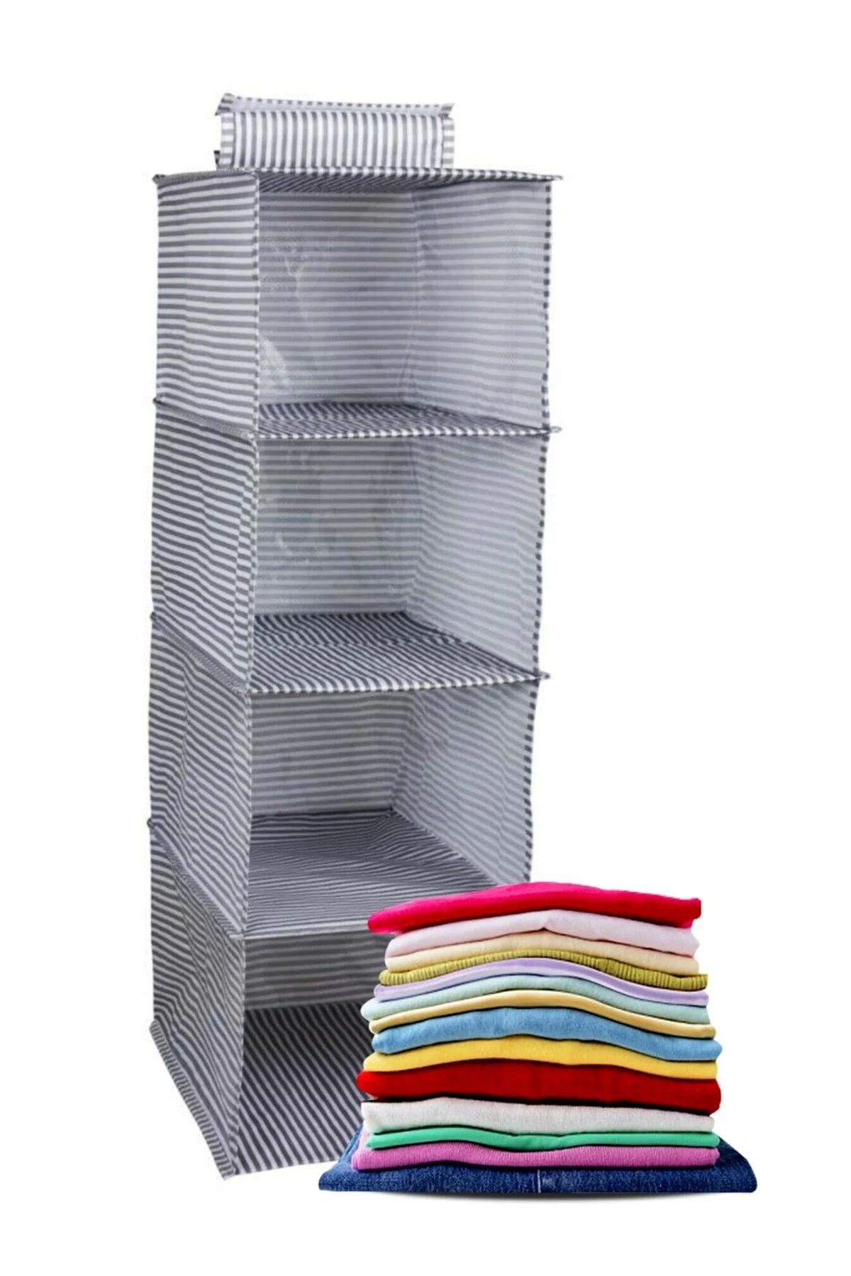 TimeStart 4 Gözlü Dolap Organizer Zebra Model