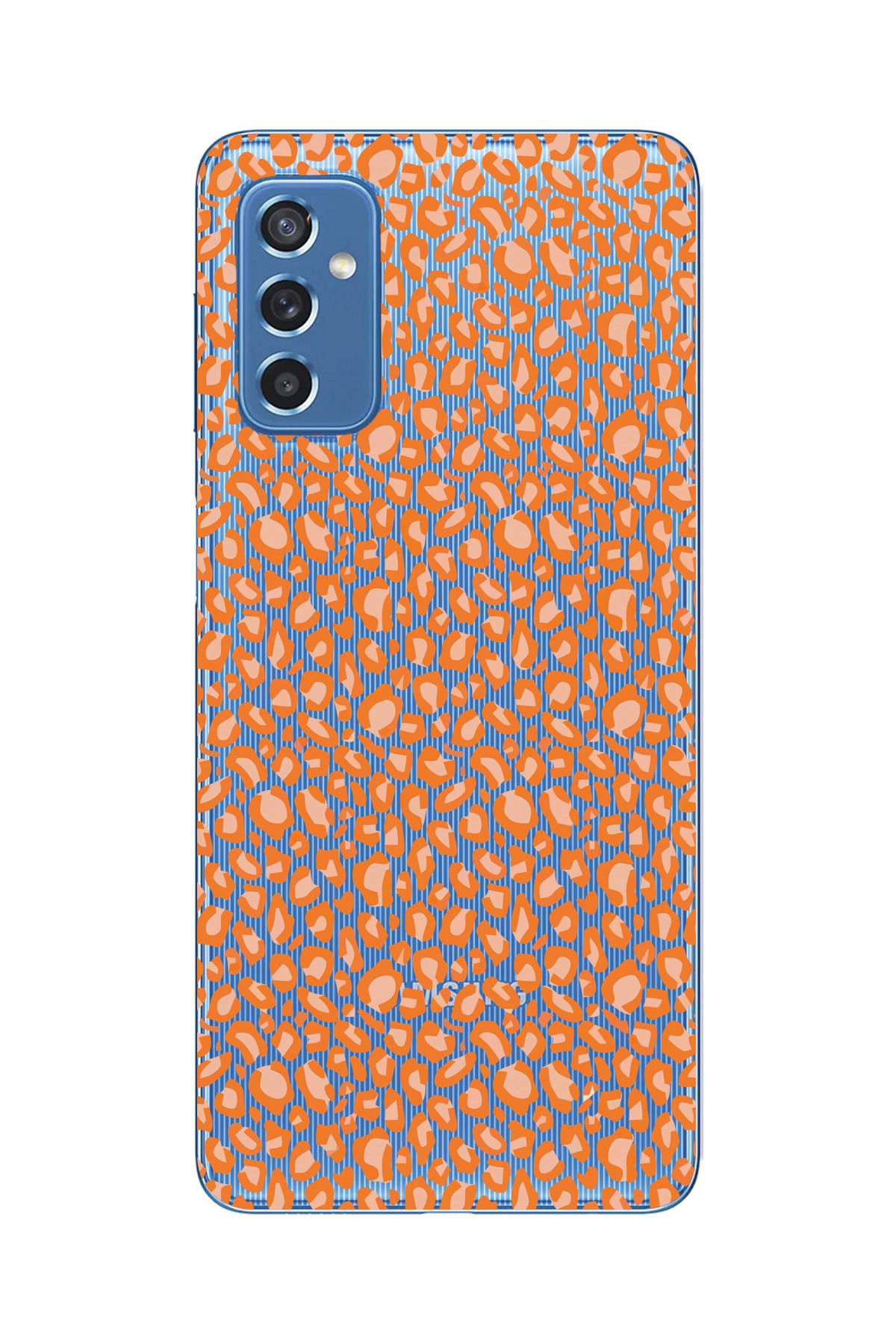 moonset Samsung Galaxy M52 Uyumlu Turuncu Leopar Tasarımlı Baskılı Şeffaf Telefon Kılıfı
