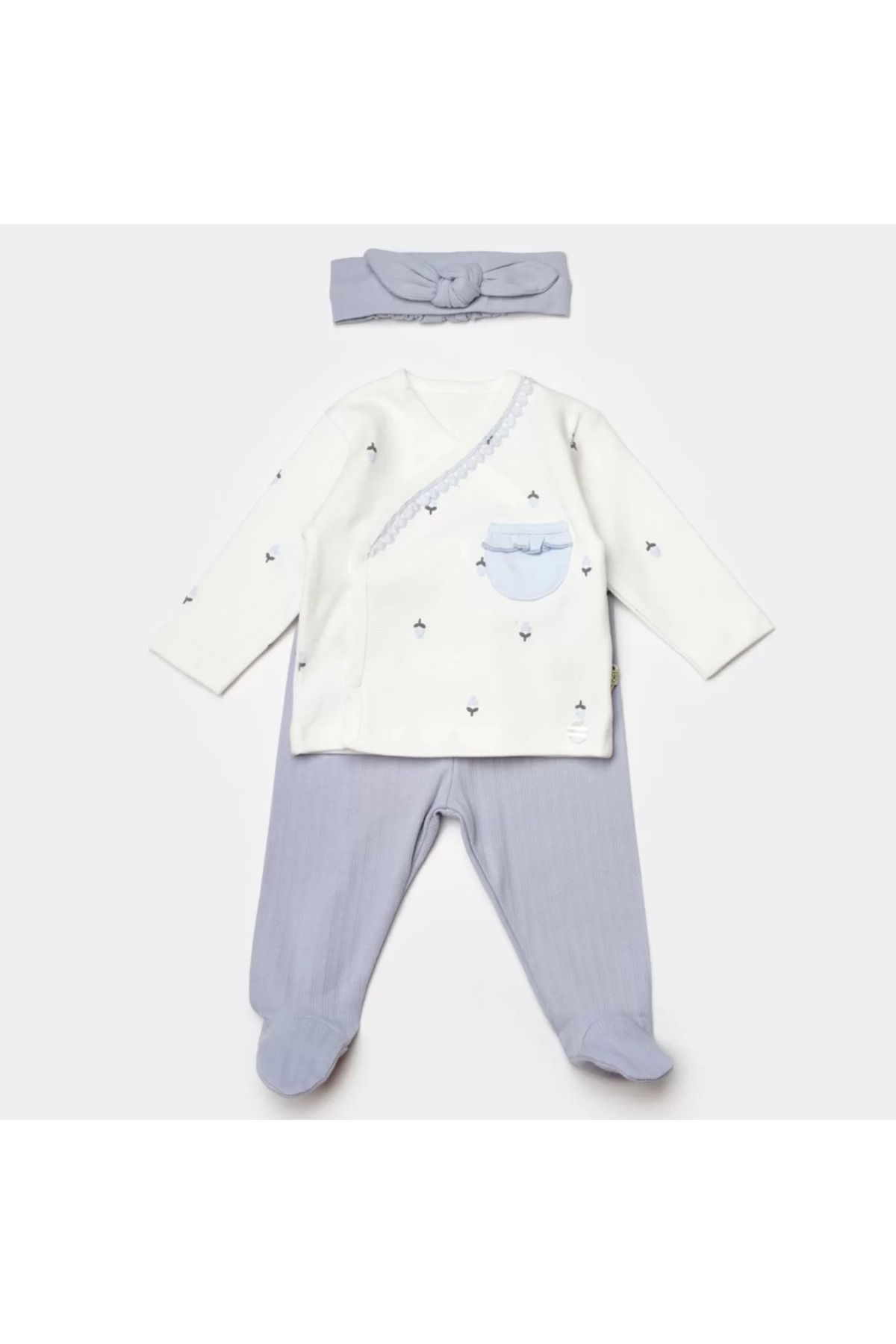 Shop58 Love Floral 3 Parça Zıbın Seti Ekru Lila