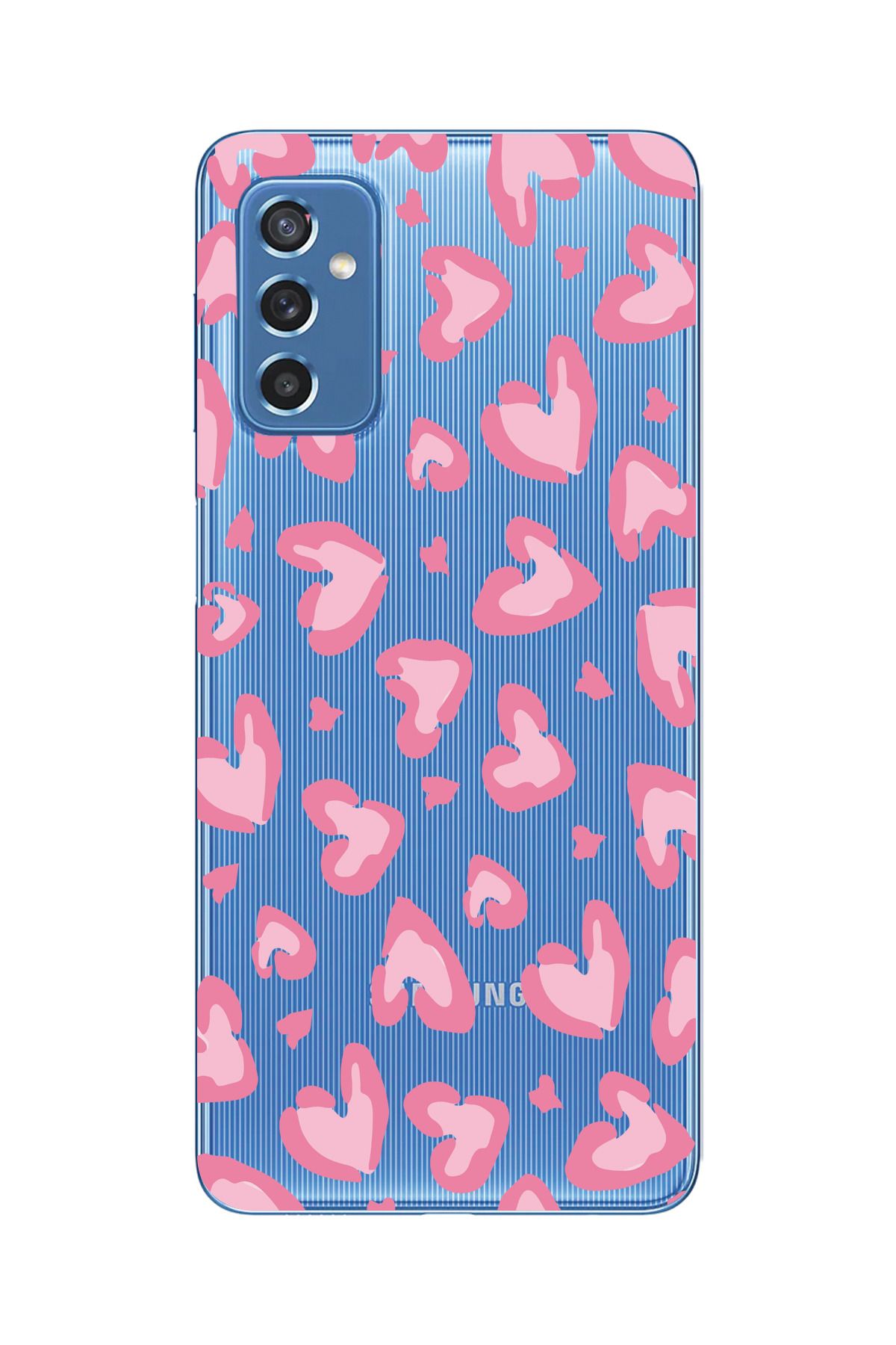 moonset Samsung Galaxy M52 Uyumlu Leopar Kalpler Tasarımlı Baskılı Şeffaf Telefon Kılıfı