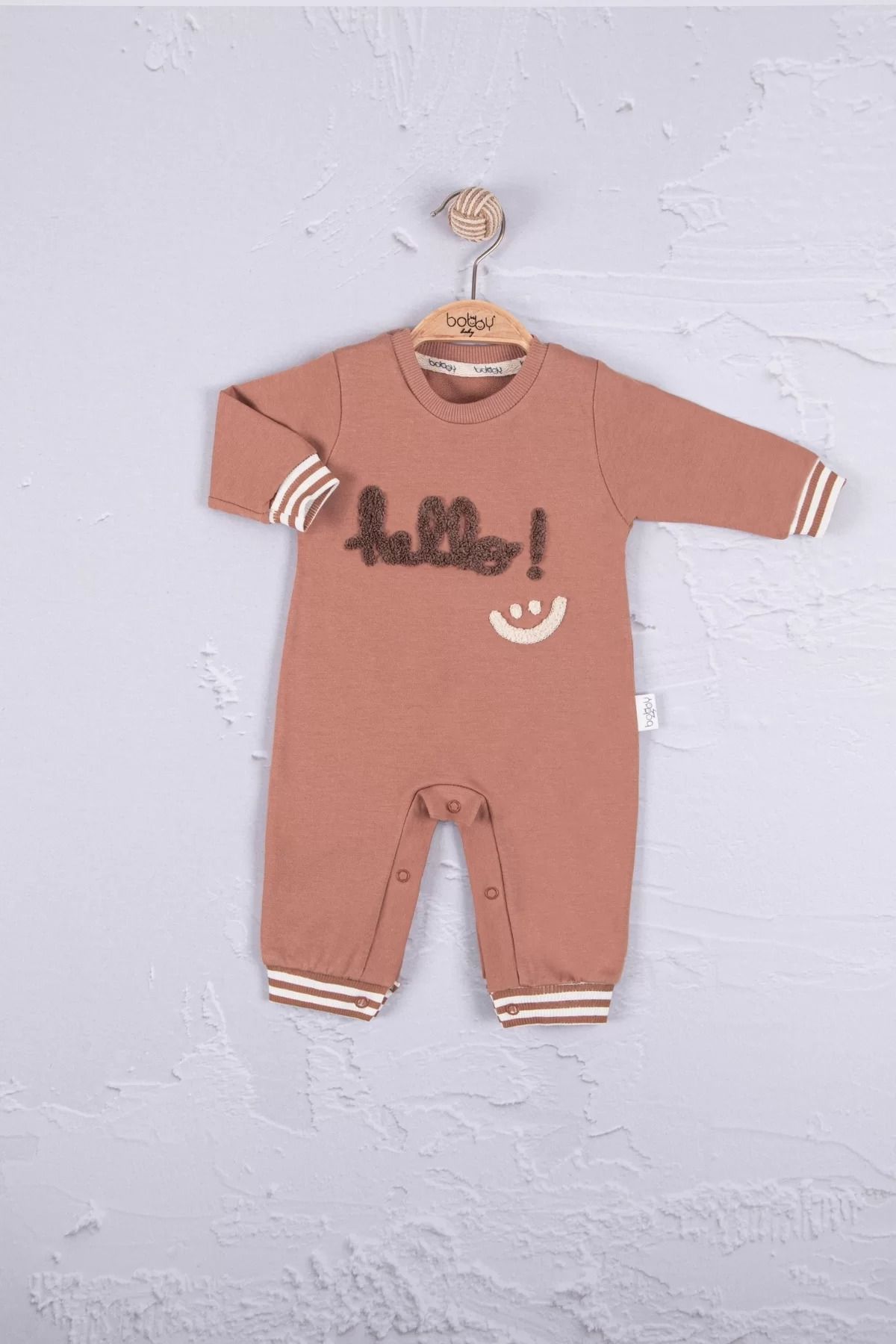 Shop58 Hello Nakışlı % 100 Pamuk Erkek Bebek Tulum
