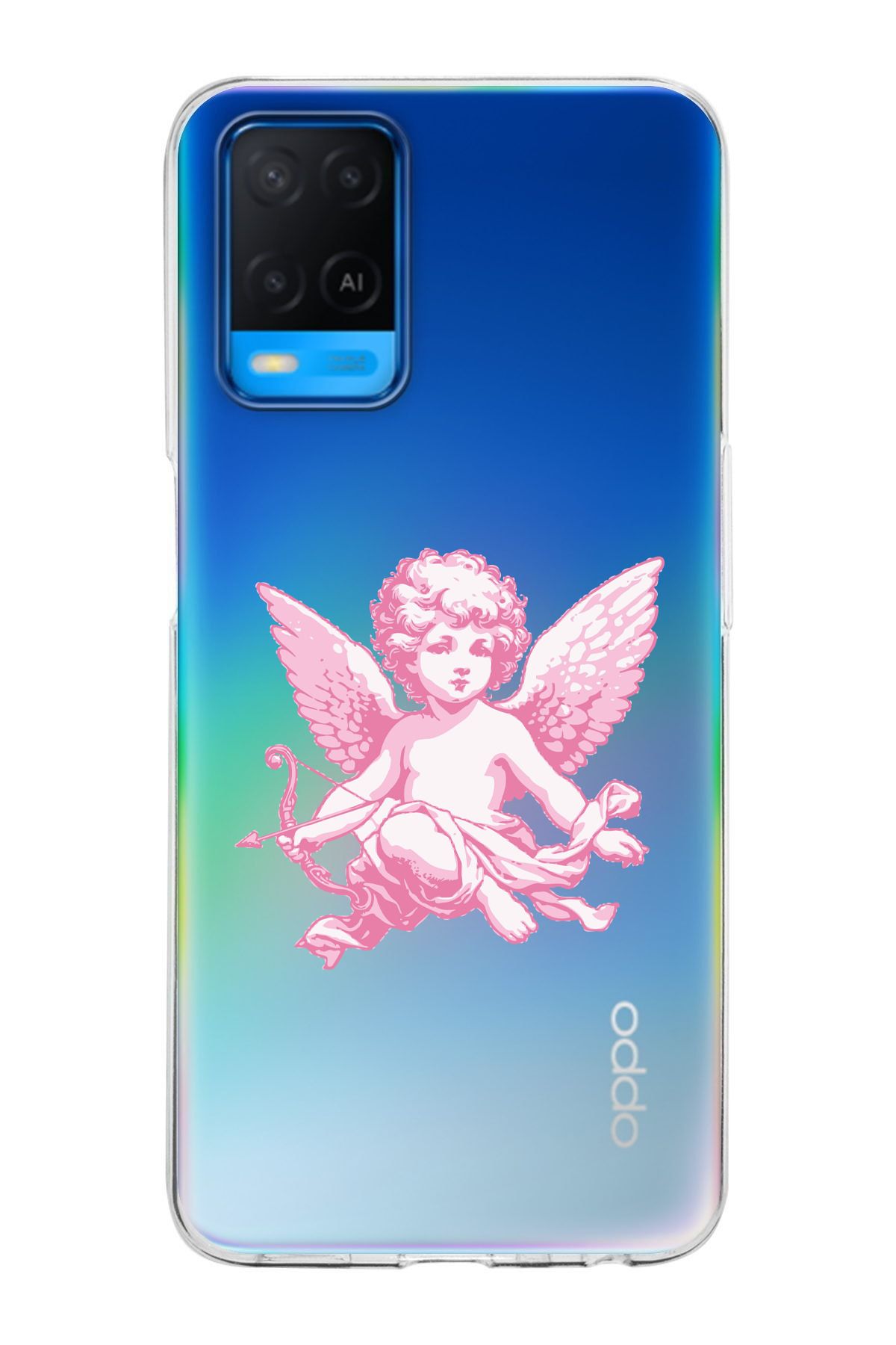 moonset Oppo A54 Uyumlu Melek Tasarımlı Baskılı Şeffaf Telefon Kılıfı