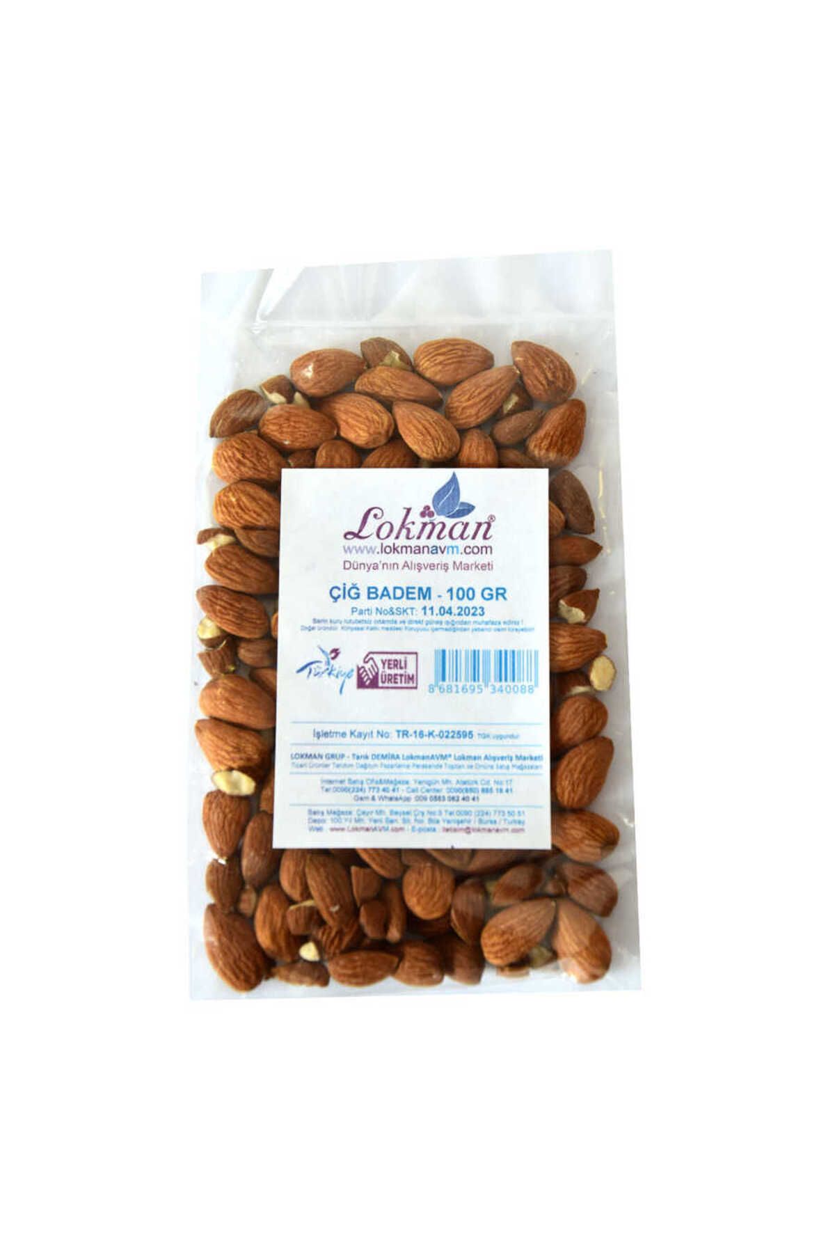 TimeStart Doğal Çiğ Tatlı Badem 100 Gr Paket