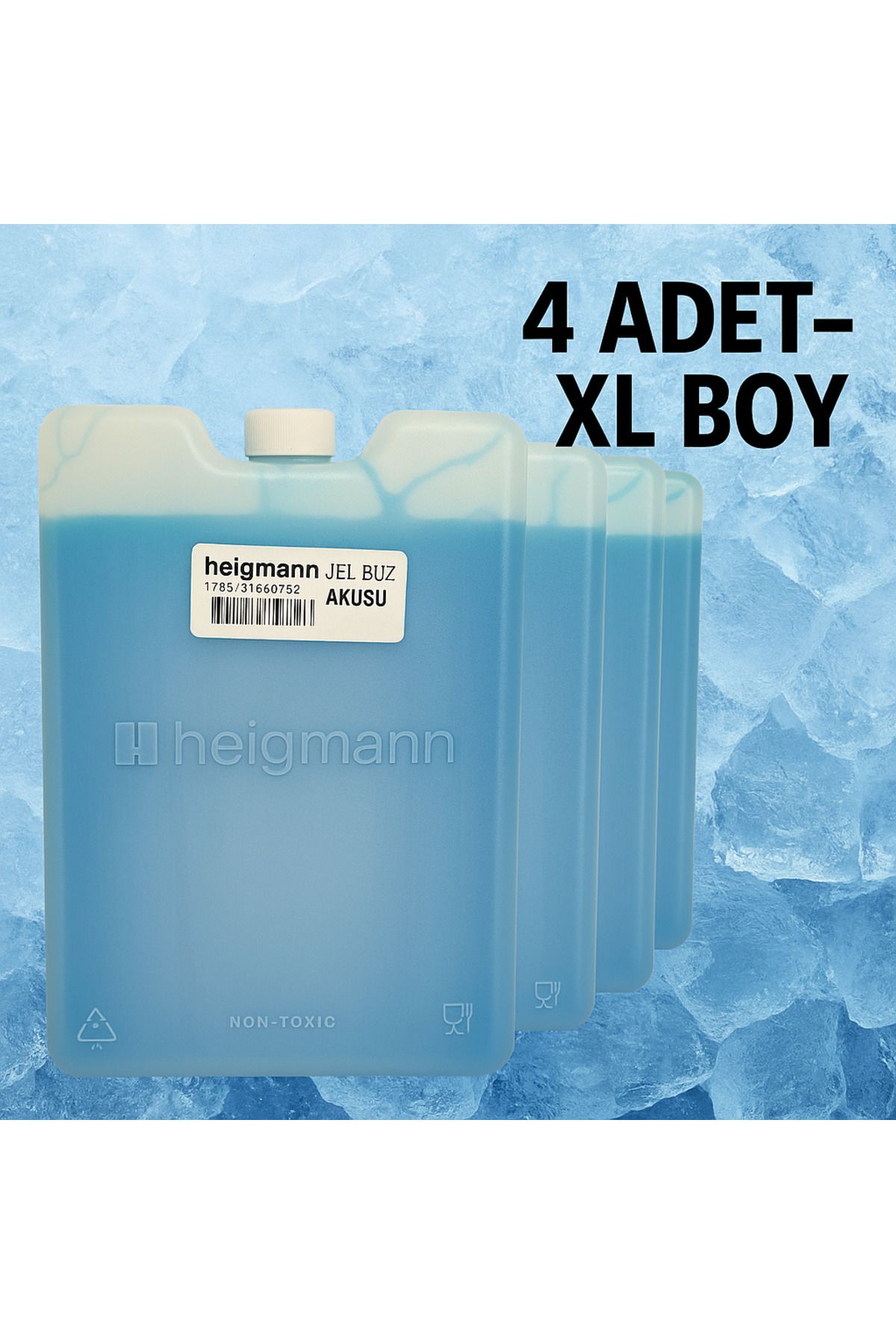 HEİGMANN 4 Adet XL BOY Jel Buz Aküsü Buz Kaseti Gidaya Teması Uygun Tanıtım Fıyatı Ile Kısa Surelı Indırım