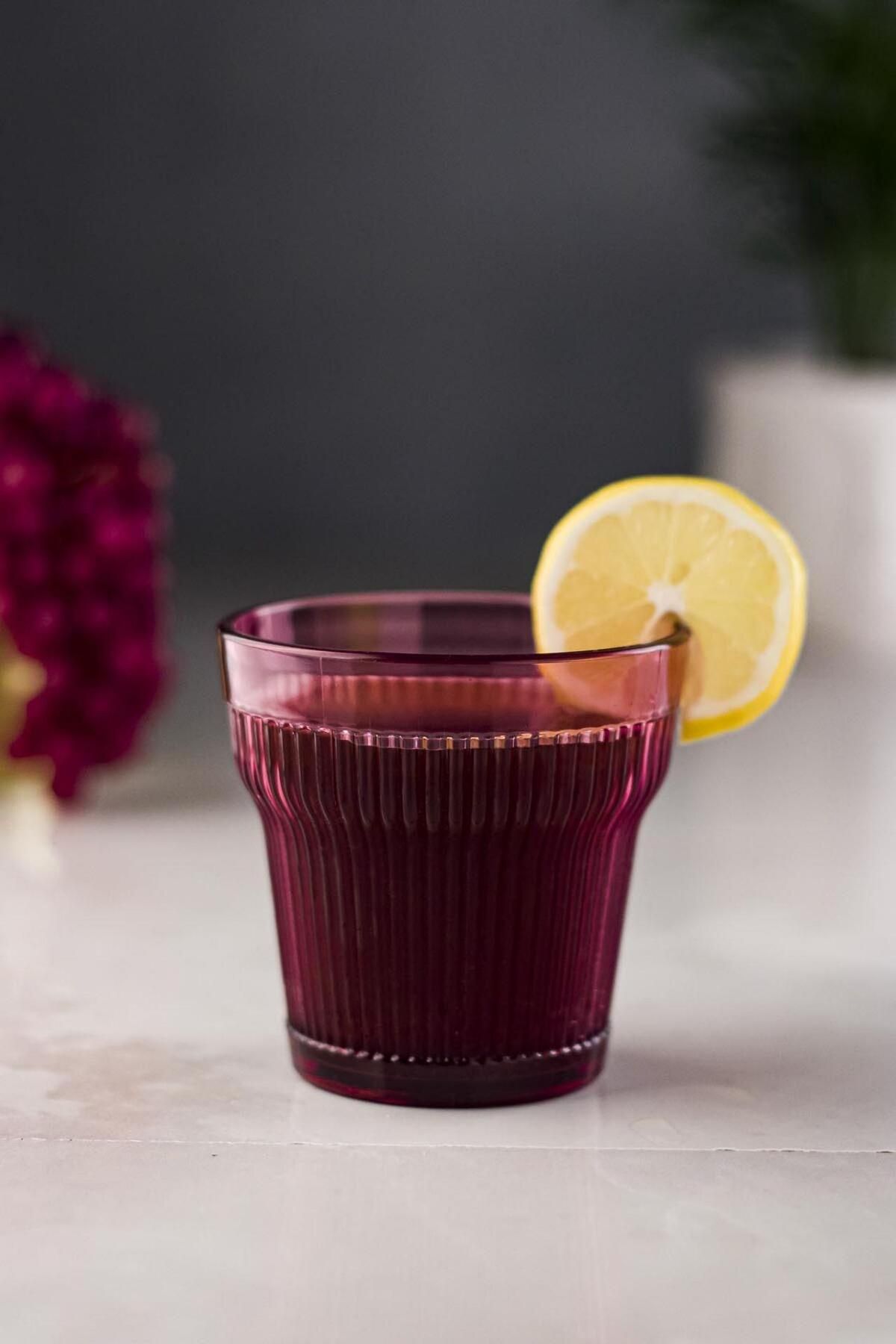 Shop58 Akrilik Mürdüm Tekli Kısa Bardak & Su Meşrubat Kahve Yanı Bardağı 300 ml ( Cam Değildir )