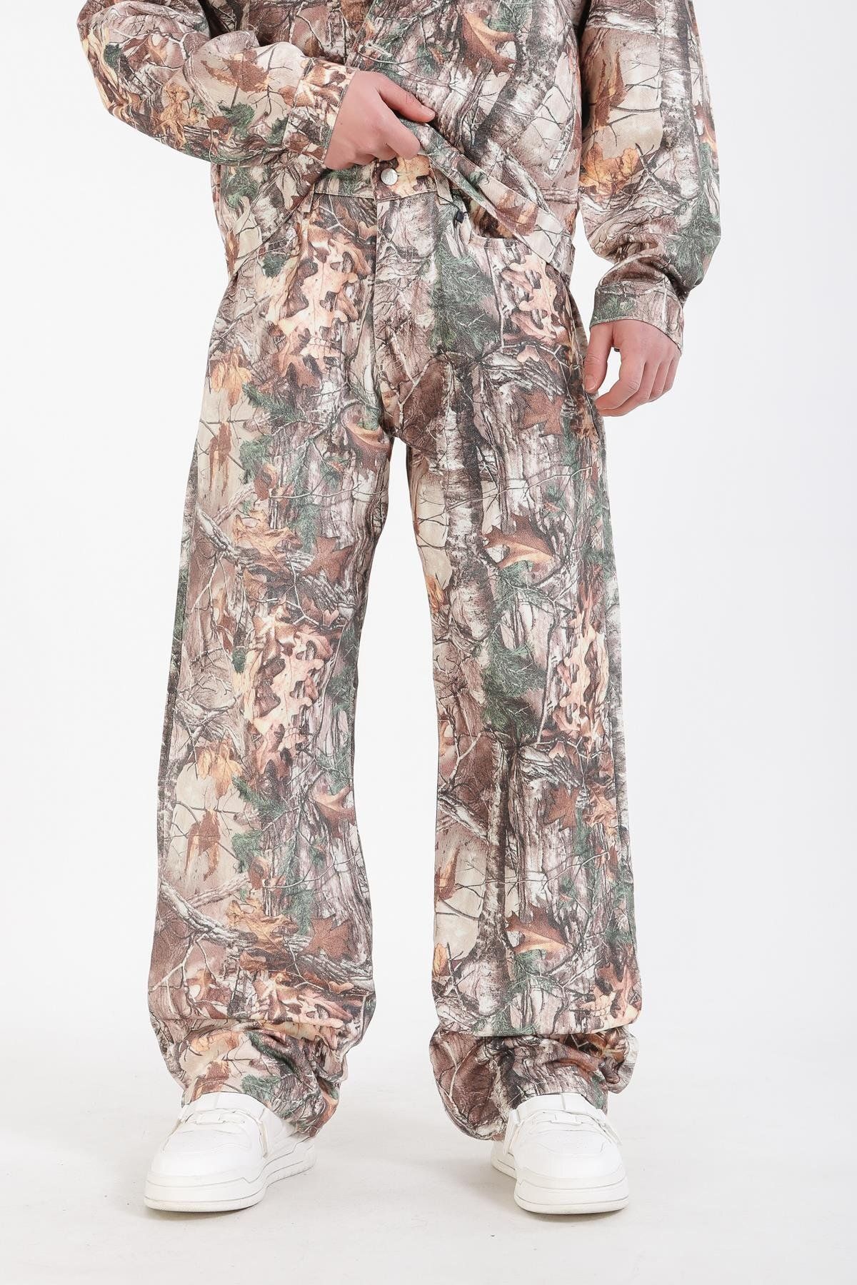 Jr.Crime Jr Camo Collection Desenli Kahve Baggy Jean Pantolon