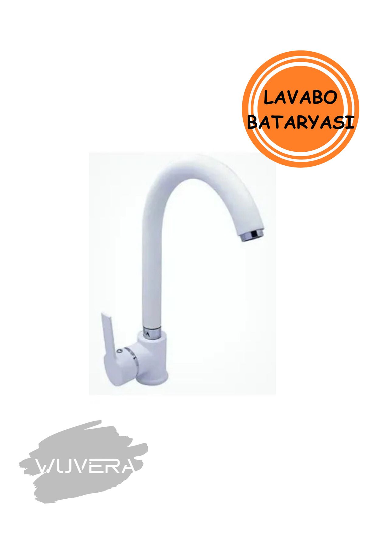 WUVERA Beyaz Delta Lavabo Bataryası – Mat Beyaz, Dayanıklı, Aç-Kapa Mekanizmalı Lavabo Bataryası
