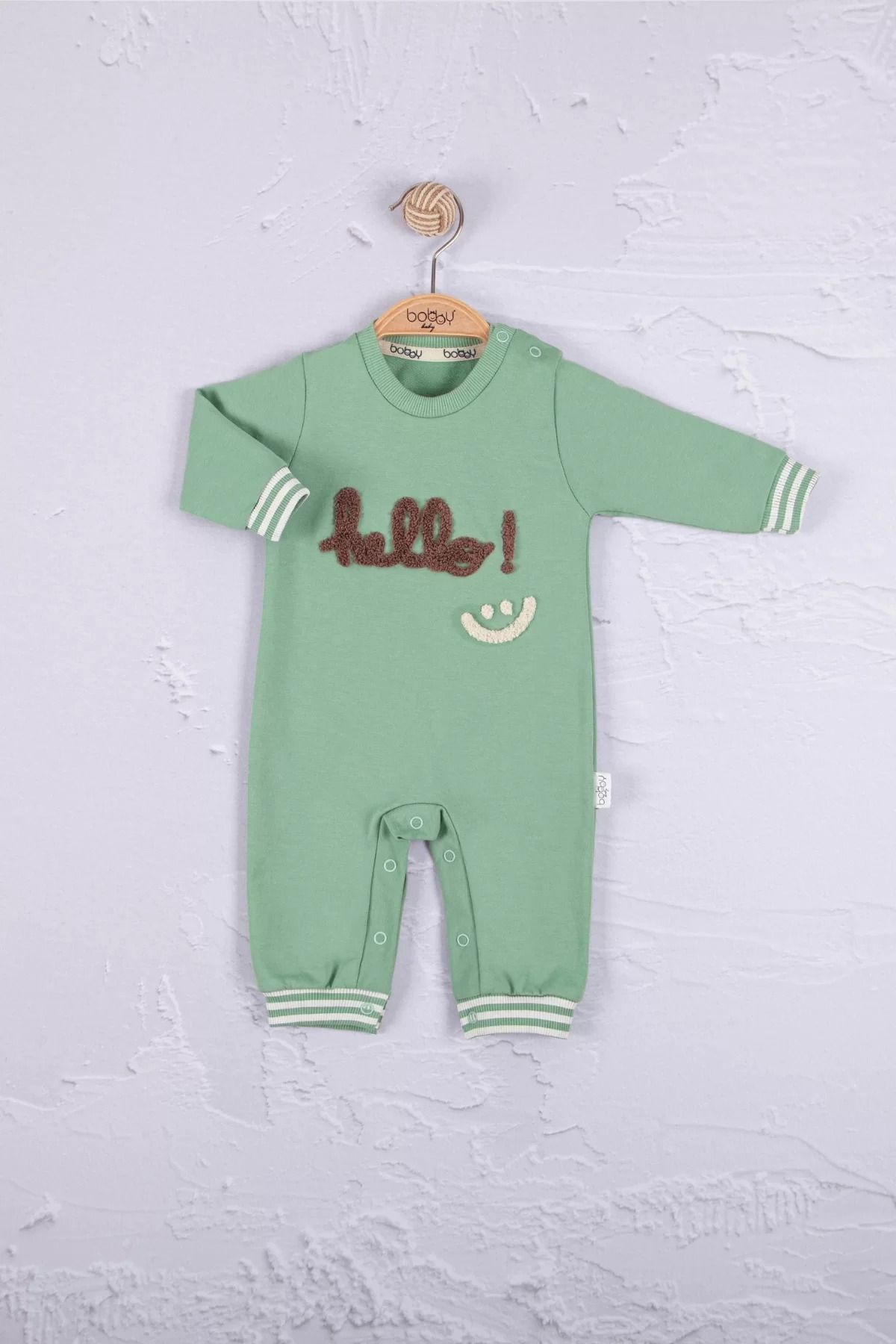 Shop58 Hello Nakışlı % 100 Pamuk Erkek Bebek Tulum