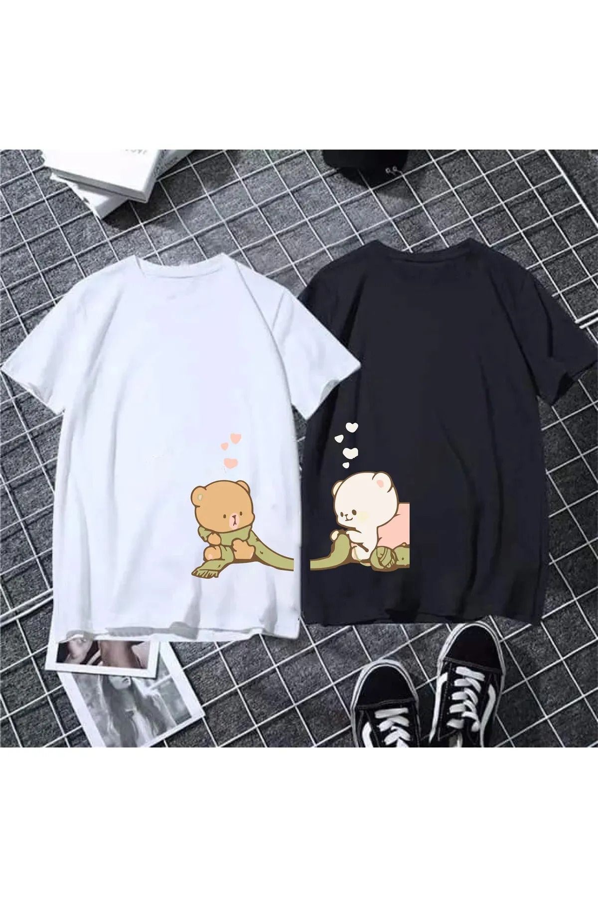 FeaR LeeS 2 li Çift Arkadaş Kardeş Sevgili Özel Birbirini Tamamlayan Tasarım Tişört T shirt