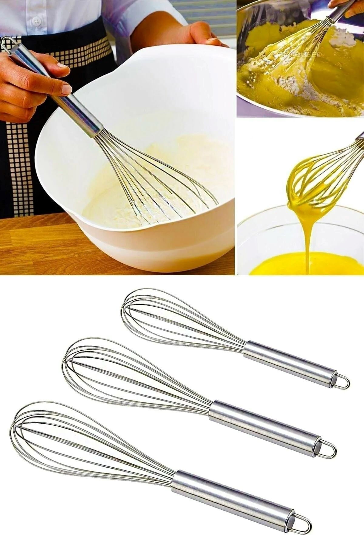 Parland 3 Boy Lüx Paslanmaz Metal Çırpıcı Set
