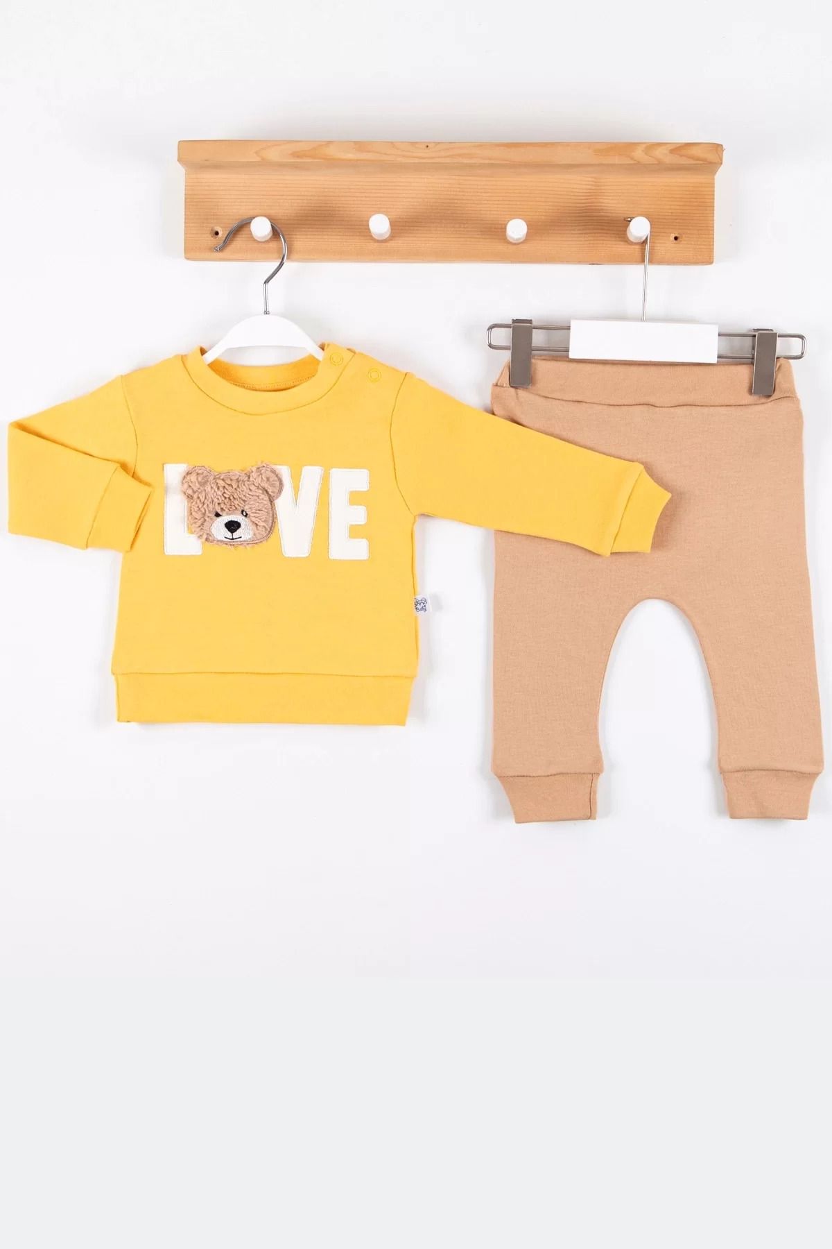 Shop58 Bear Love Nakışlı % 100 Pamuklu 2'li Erkek Takım