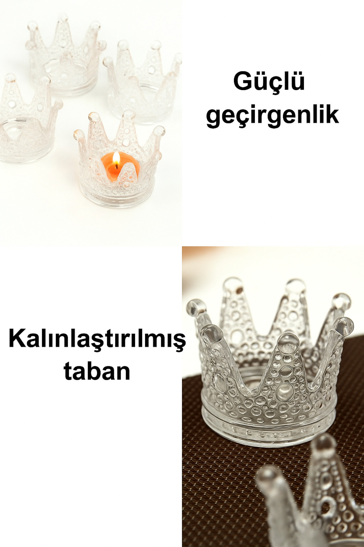 TOYFEST-Crown Form Glass Ashtray / Candle Holder / Brush Container 2