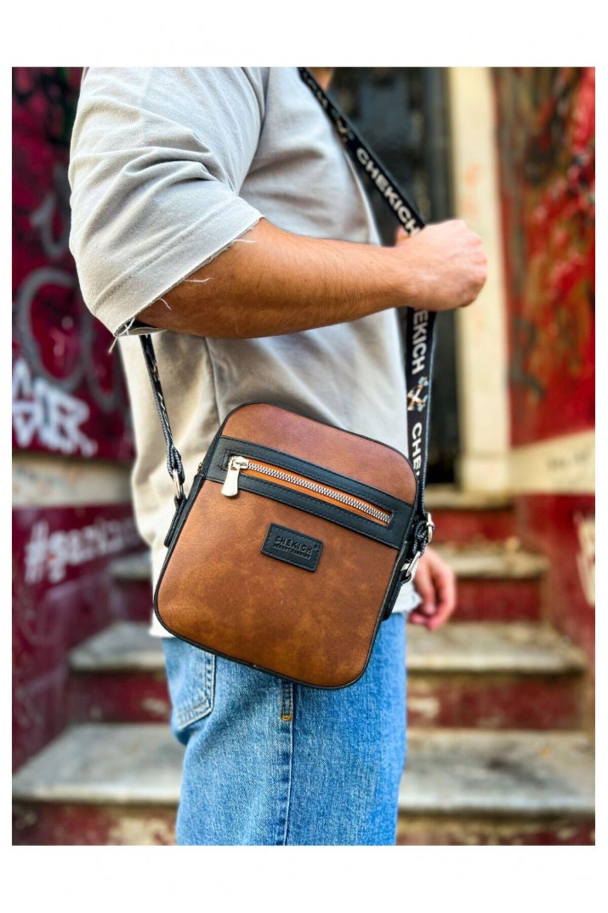 Apollo Butik CH102 Stealht Kare Erkek Çanta SIYAH/TABA