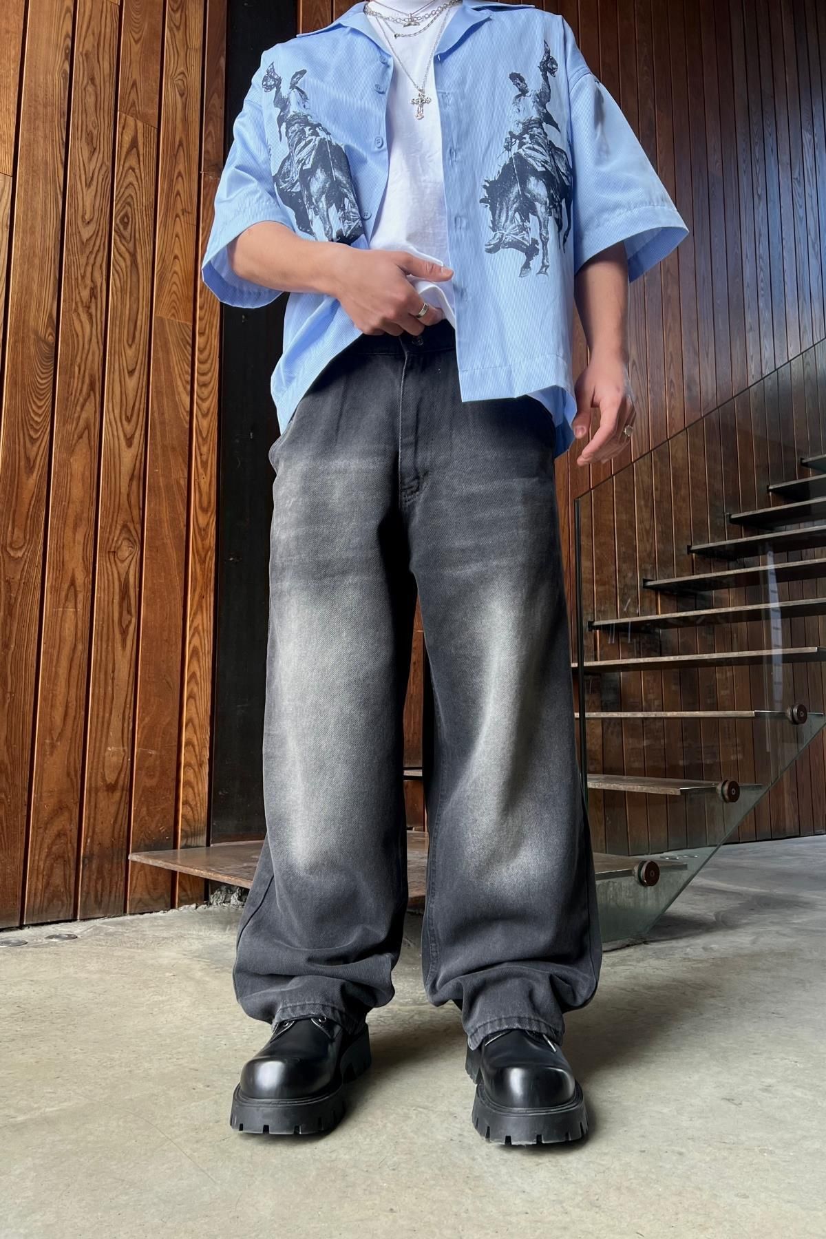 Jr.Crime Yıkamalı Füme Baggy Jean Pantolon
