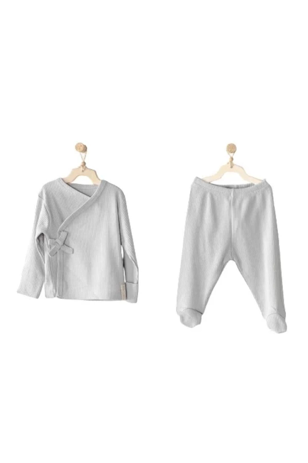 Shop58 Modal 2li Bebe Zıbın Takım Grey
