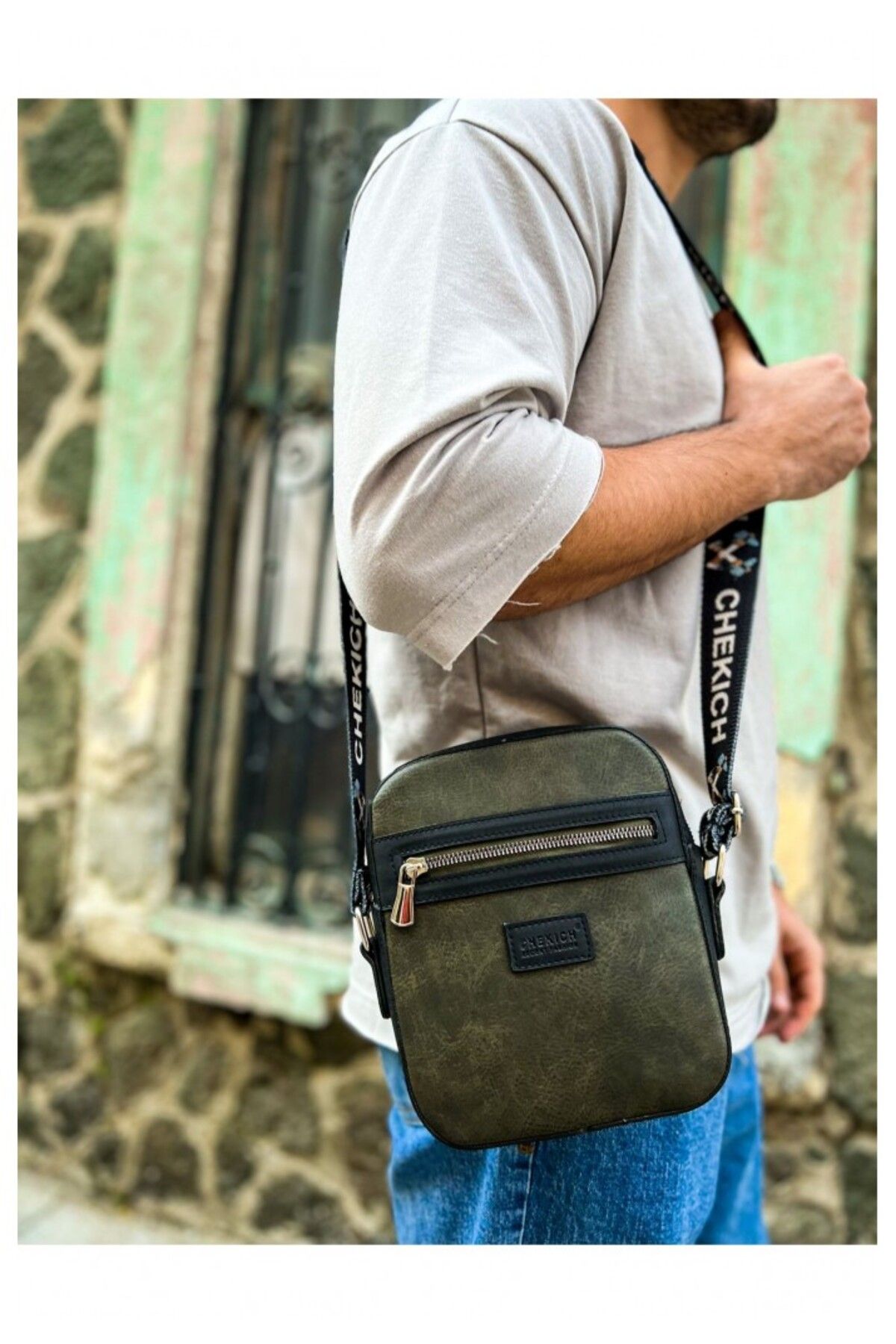 Apollo Butik CH102 Stealht Kare Erkek Çanta SIYAH / HAKI