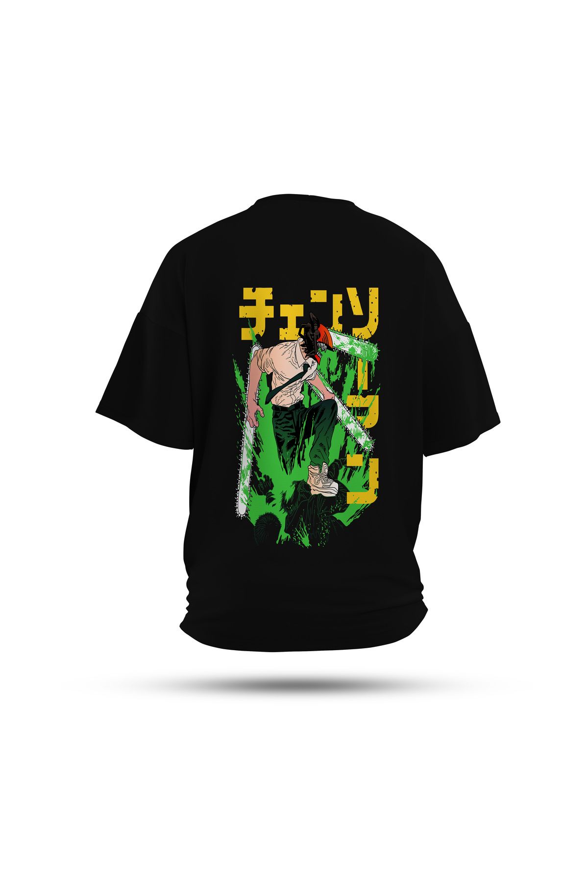 Zestia Unisex T-Shirt, Chainsaw Anime Sırt Baskılı, Regular, %100 Pamuk, Siyah T-Shirt No: 00174