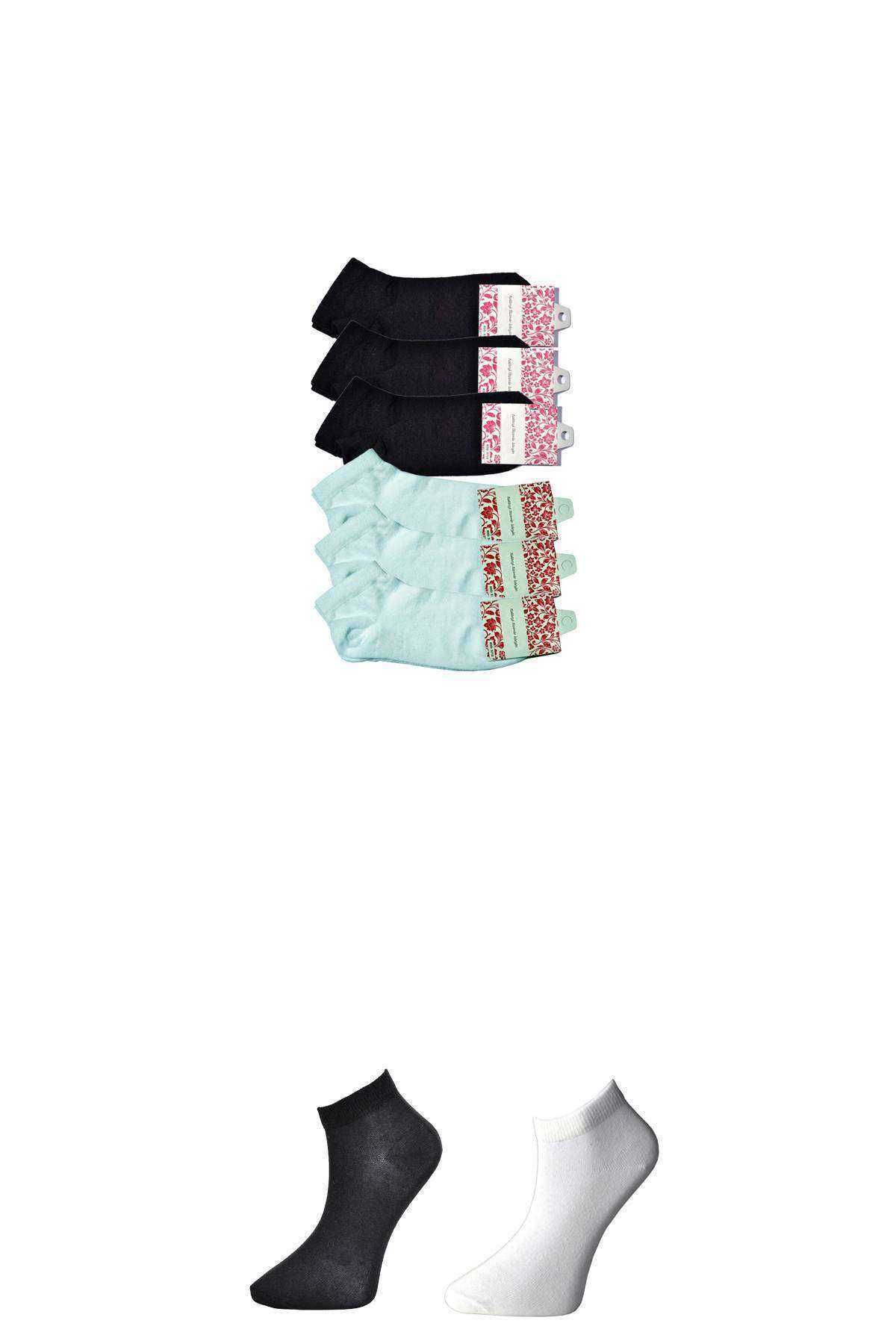 Shop58 Siyah ve Beyaz Kadın Bilek Çorap 6 çift