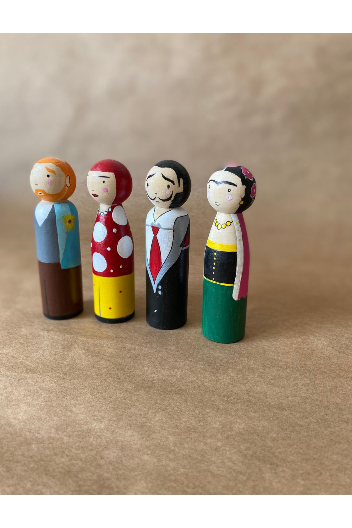 tiny wood El Yapımı Ahşap Peg Bebek Seti | Ünlü Ressamlar Serisi