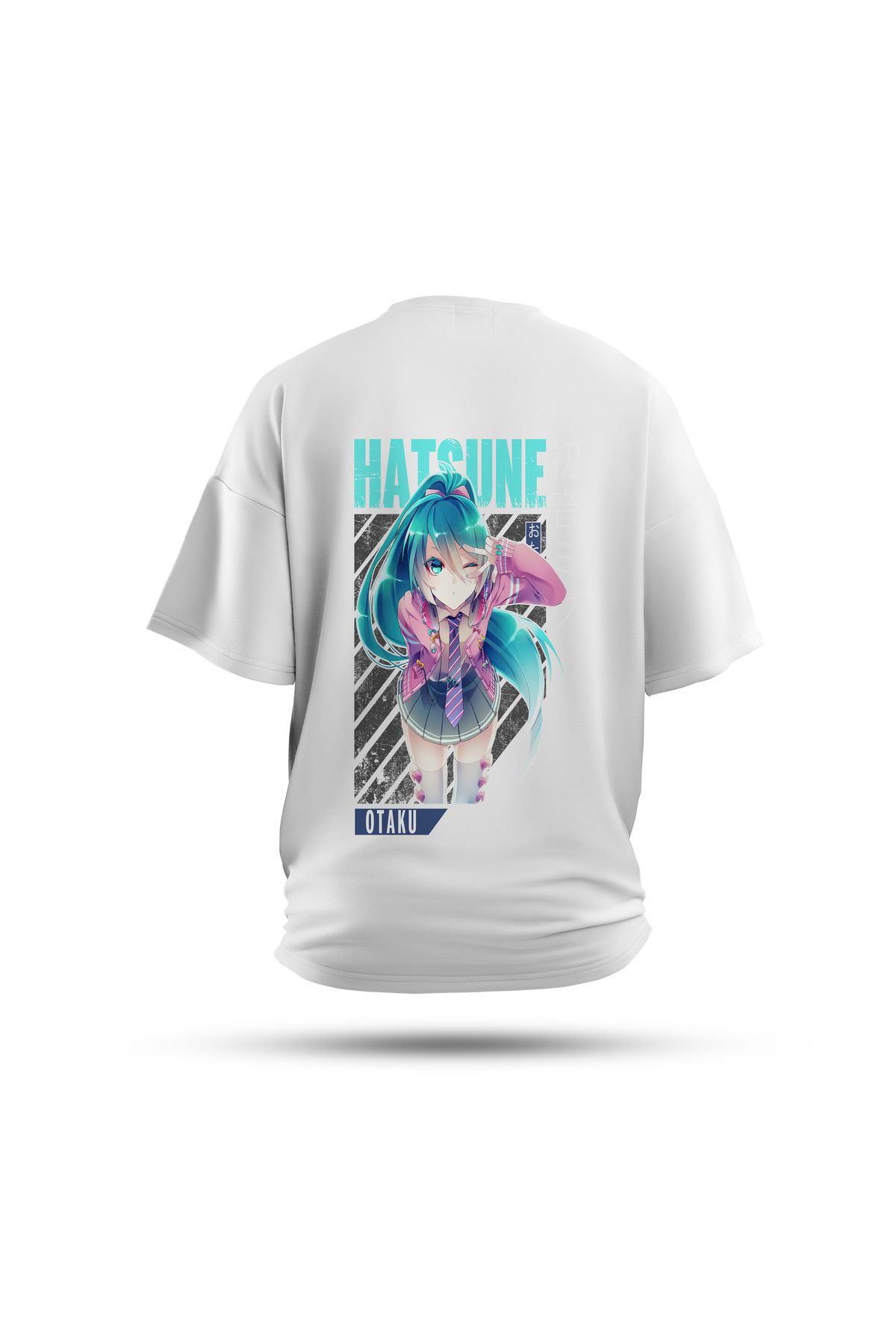 Zestia Unisex T-Shirt, Miku Hatsune Anime Sırt Baskılı, Regular, %100 Pamuk, Beyaz T-Shirt No: 00170