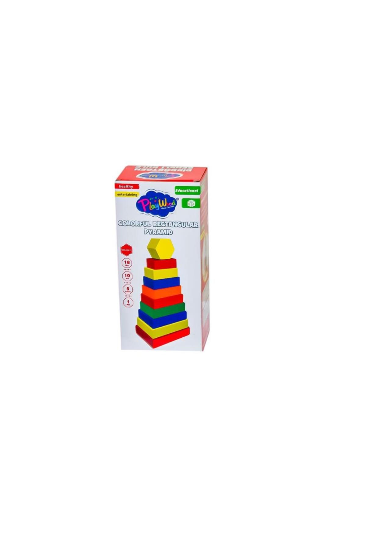 NEZADE STORE ONY-393 Ahşap Dikdörtgen Renkli Kule - Onyıl Oyuncak