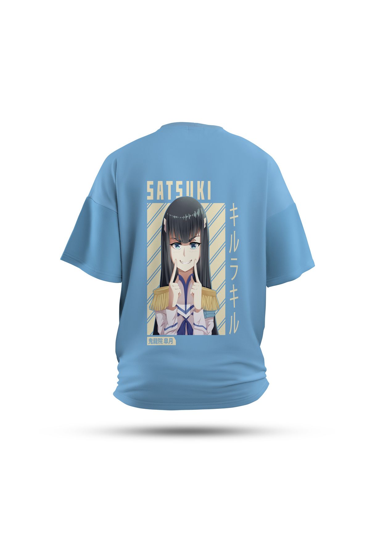 Zestia Unisex T-Shirt, Kill La Kill Anime Sırt Baskılı, Regular, %100 Pamuk, Mavi T-Shirt No: 00168
