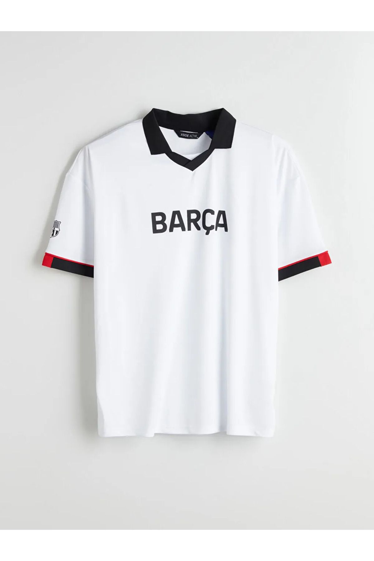 LC Waikiki XSIDE ACTIVE Beyaz Polo Yaka Barcelona Baskılı Erkek Taraftar Tişört