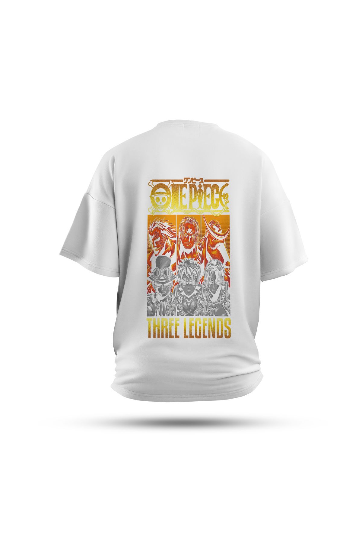 Zestia Unisex T-Shirt, One Piece Anime Sırt Baskılı, Regular, %100 Pamuk, Beyaz T-Shirt No: 00154