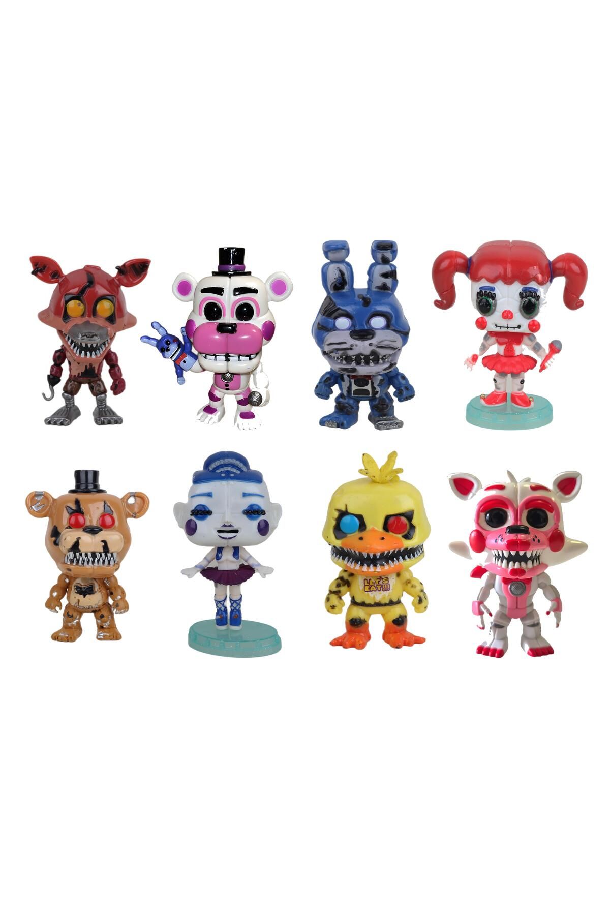e-life shop Five Nights at Freddy's FNAF Ballora Bonnie Chica Circus Baby Foxy Freddy 8li Oyuncak Seti 11 cm.