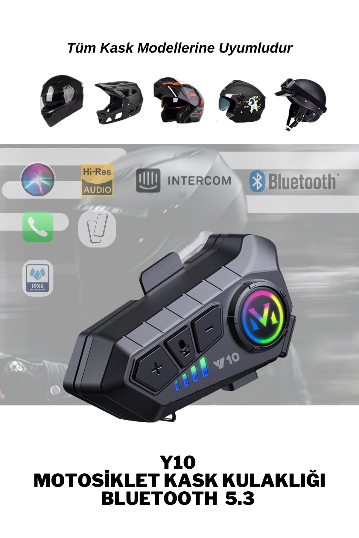 ELECTROZEN Y10 Motosiklet Kask Kulaklık Bluetooth 5.3 Destekli Intercom Motosiklet Kulaklık