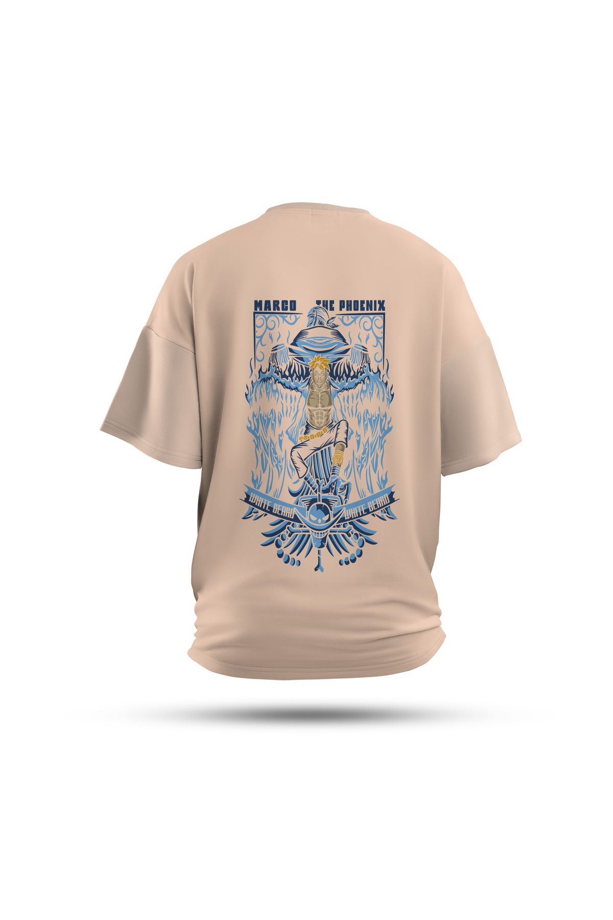 Zestia Unisex T-Shirt, One Piece Phoenix Anime Sırt Baskılı, Regular, %100 Pamuk, Krem T-Shirt No: 00152