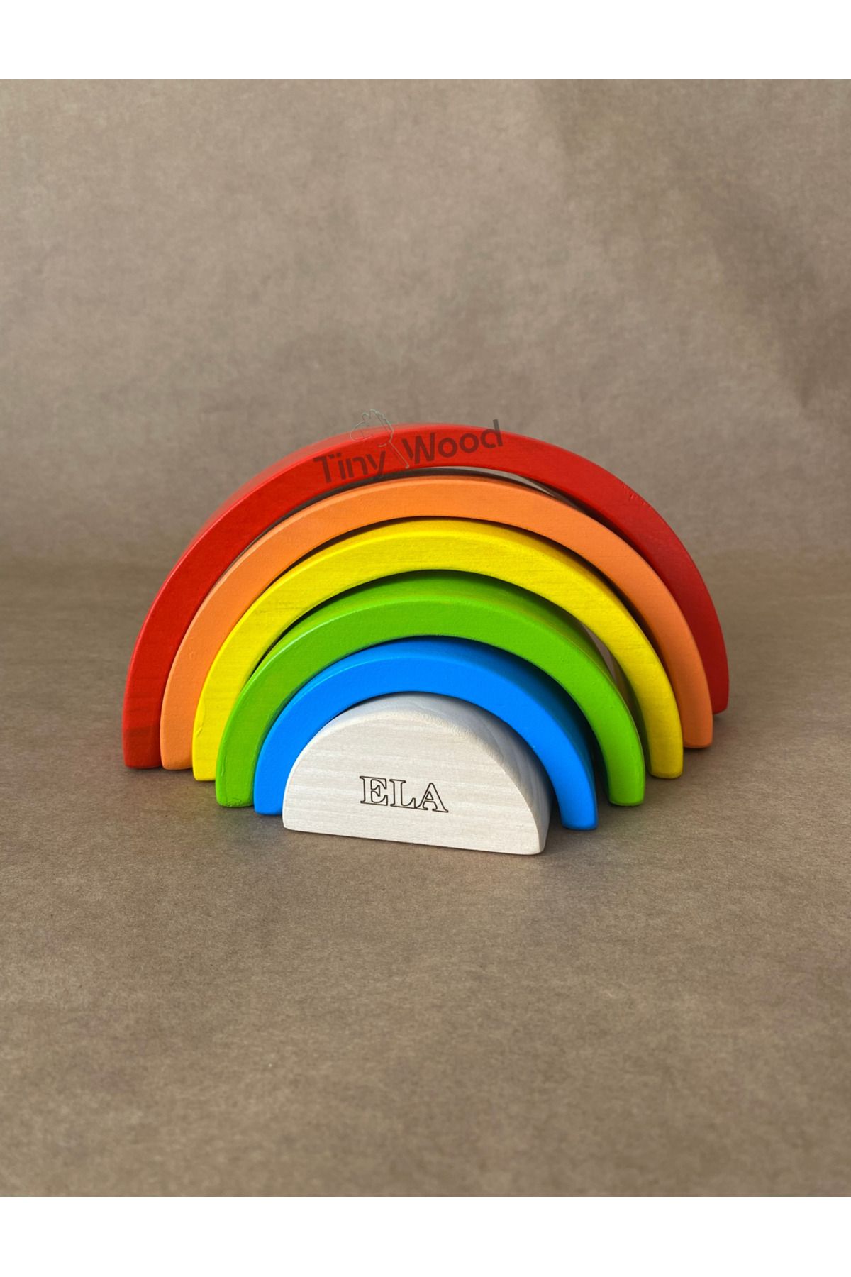 tiny wood İsme Özel Ahşap Waldorf Gökkuşağı | 6'lı Pastel Tonlarda Montessori Oyuncağı