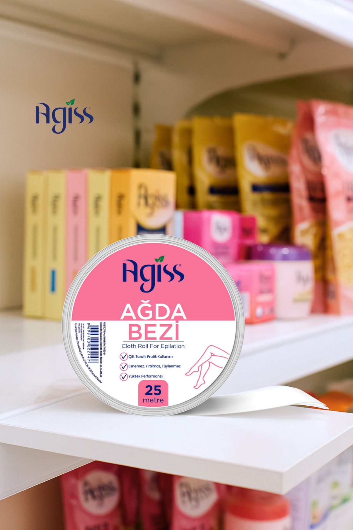 AGISS-قطعة قماش لتطبيق الشمع لجميع أنواع البشرة، شريط شمع بطول 25 مترًا 4