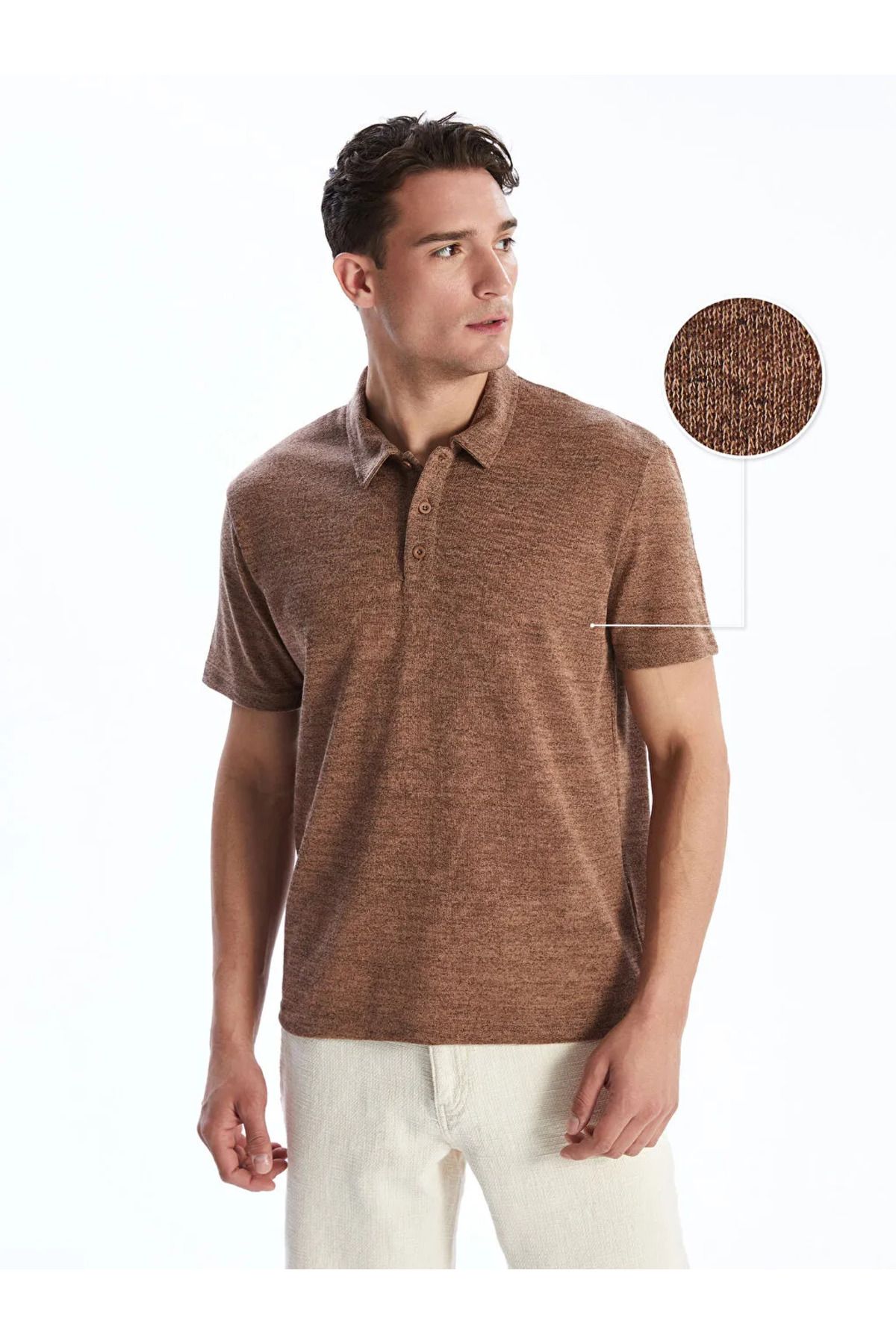 LC Waikiki LCW Vision Kahverengi Polo Yaka Erkek Dokulu Tişört