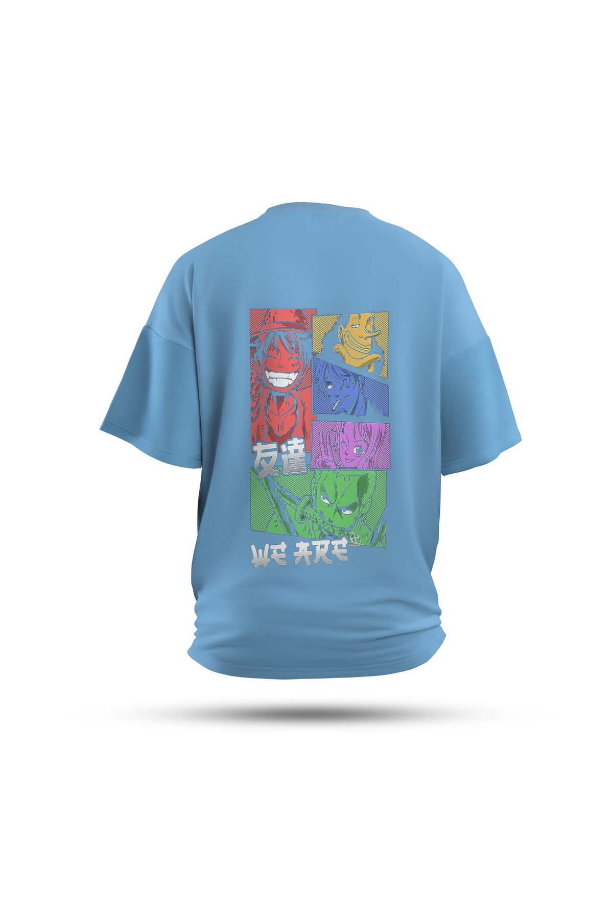 Zestia Unisex T-Shirt, One Piece Anime Sırt Baskılı, Regular, %100 Pamuk, Mavi T-Shirt No: 00143