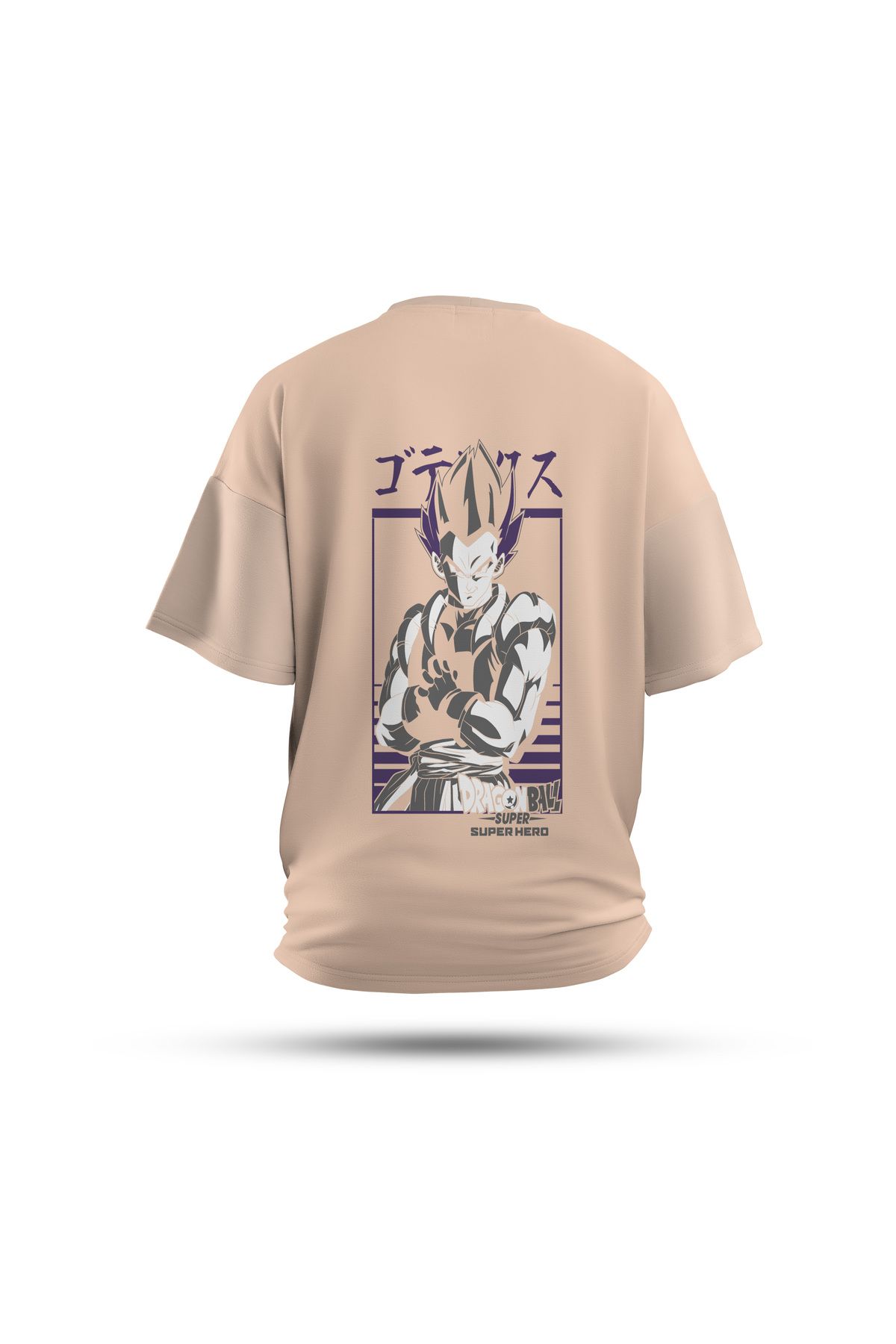 Zestia Unisex T-Shirt, Dragon Ball Gotenks Anime Sırt Baskılı, Regular, %100 Pamuk, Krem T-Shirt No: 00173