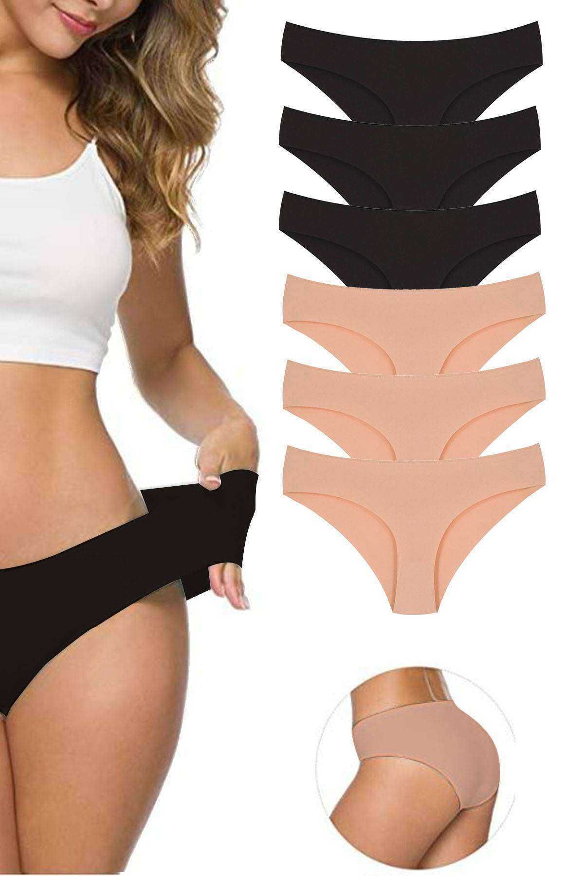 Shop58 6 Adet Kadın Dikişsiz Lazer Kesim Esnek İz yapmayan Külot